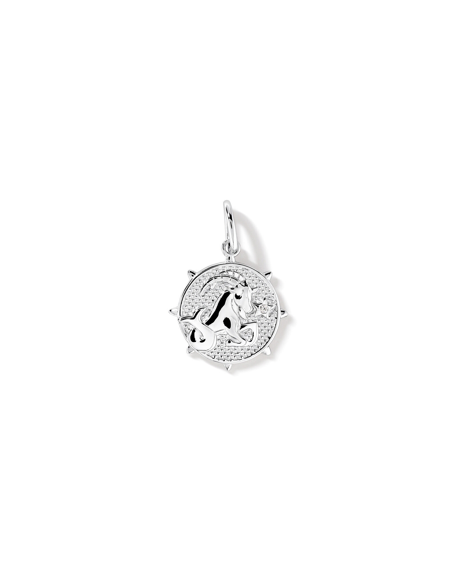 Diamond Accent Capricorn Zodiac Pendant in Sterling Silver