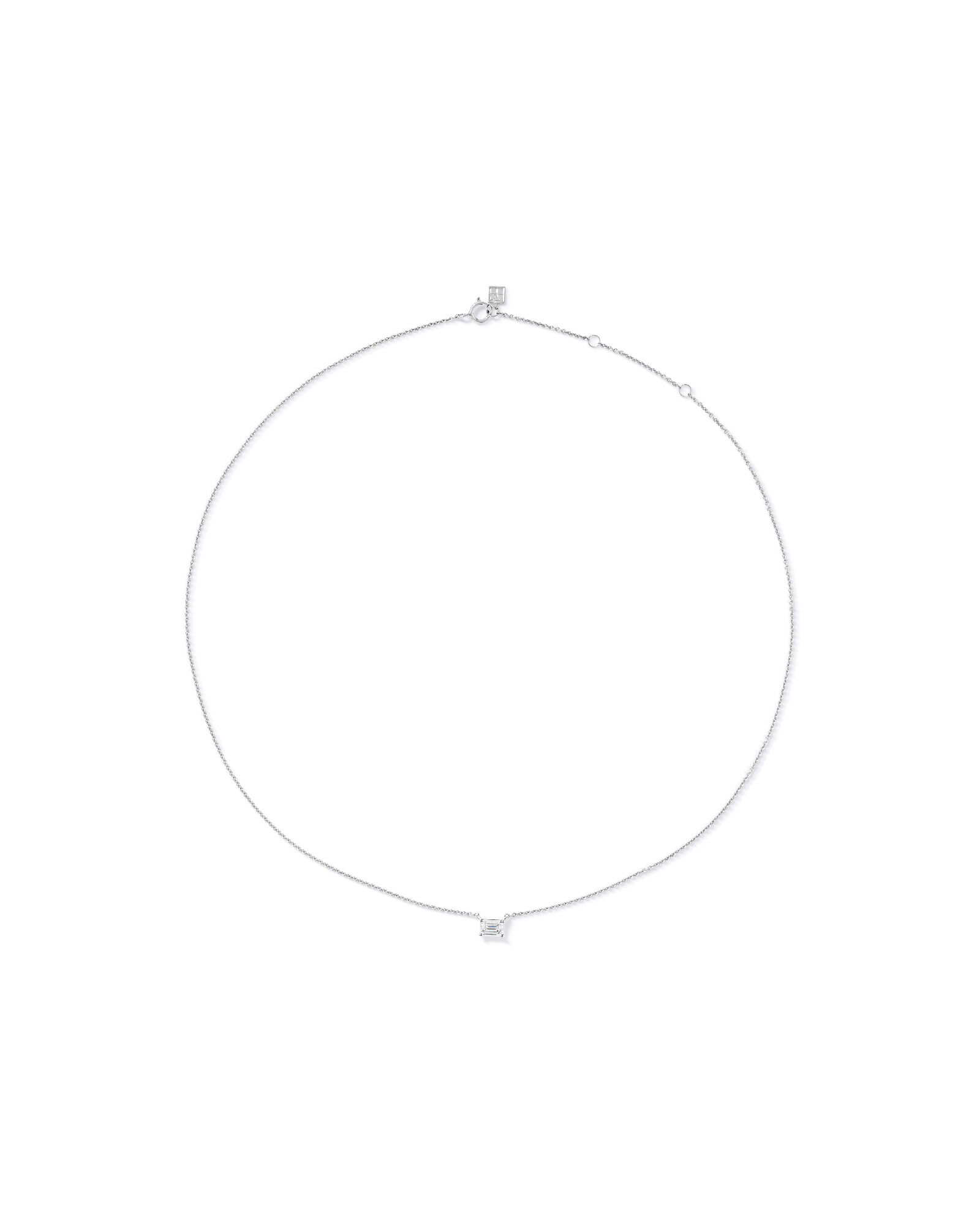 0.50TW Lab Diamond Solitaire Emerald Cut Necklace in Silver
