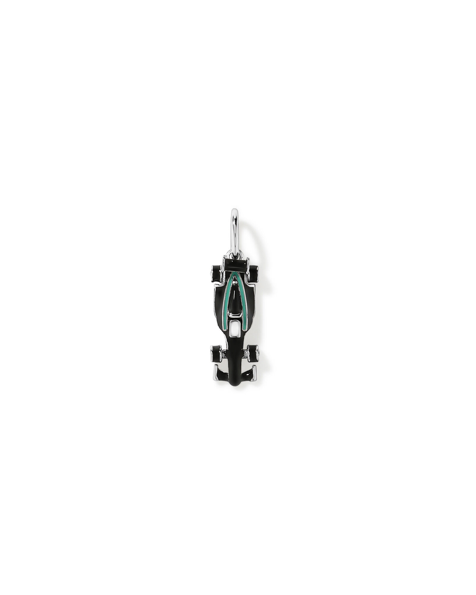 Pendentif voiture de course sarcelle en argent sterling