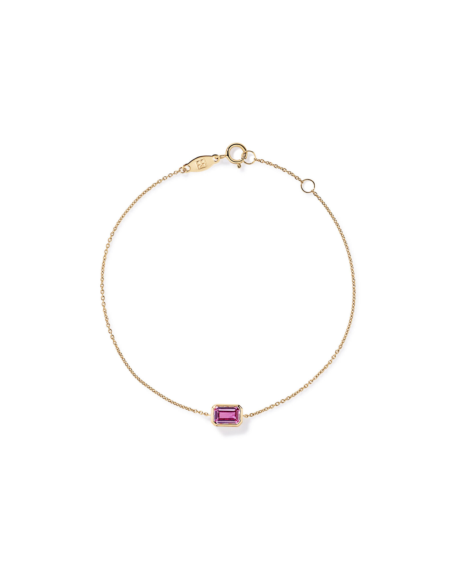 Bracelet &agrave; lunettes en saphir rose taill&eacute; &eacute;meraude en or jaune 10 carats