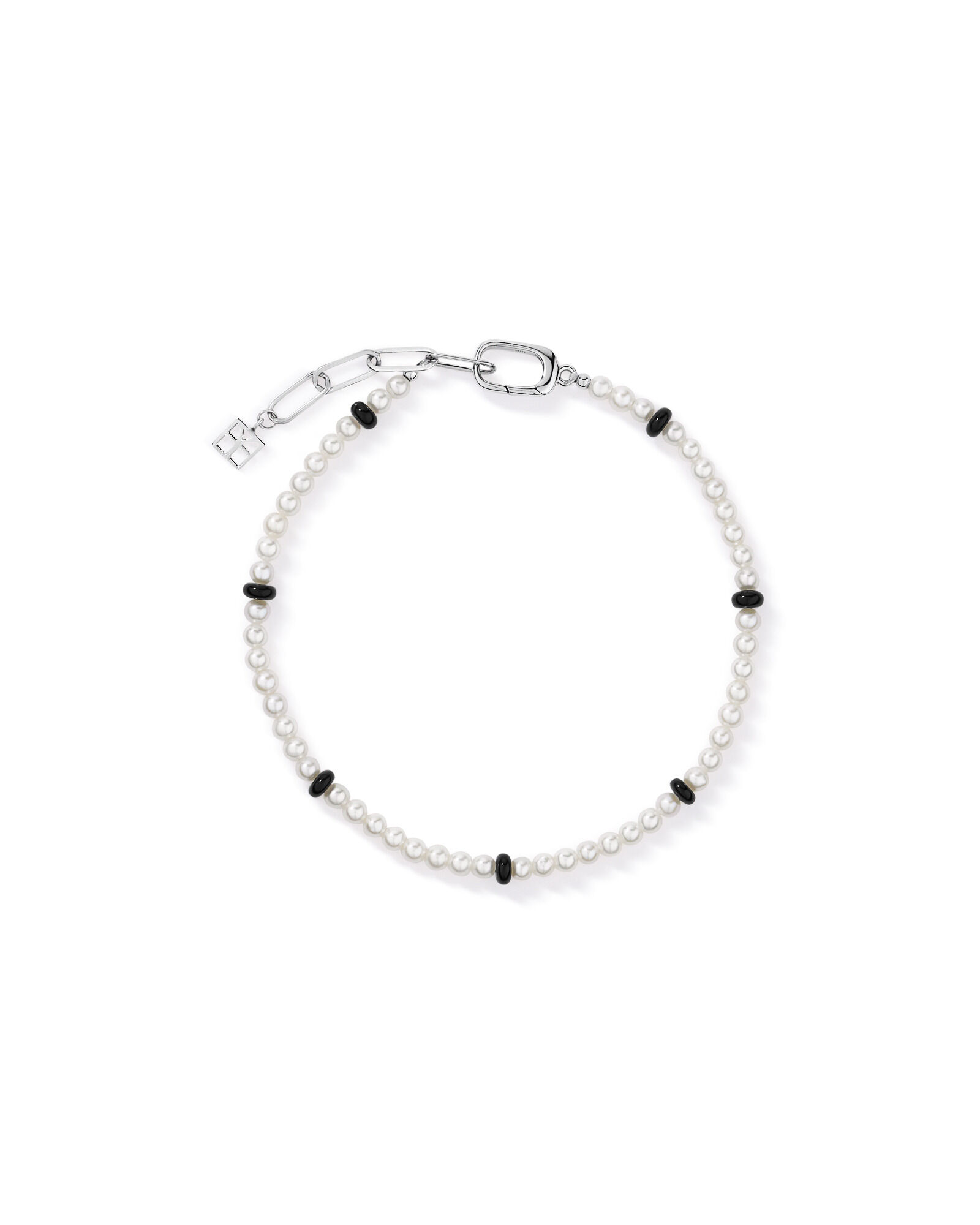 Cultured Freshwater Pearl & Onyx Bracelet in Sterling Silver