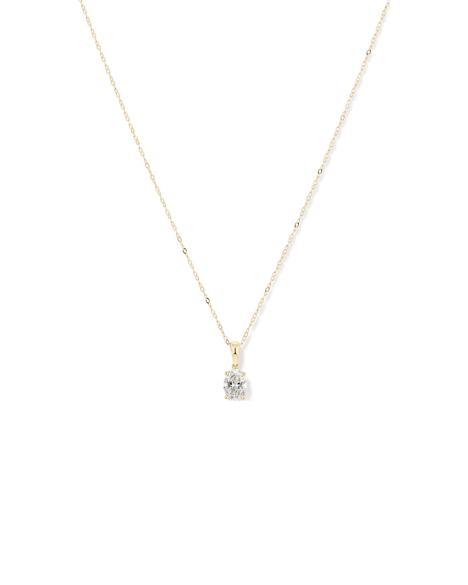 1.00 Carat TW Oval Cut Laboratory-Grown Diamond Solitaire Pendant  in 10kt Yellow Gold