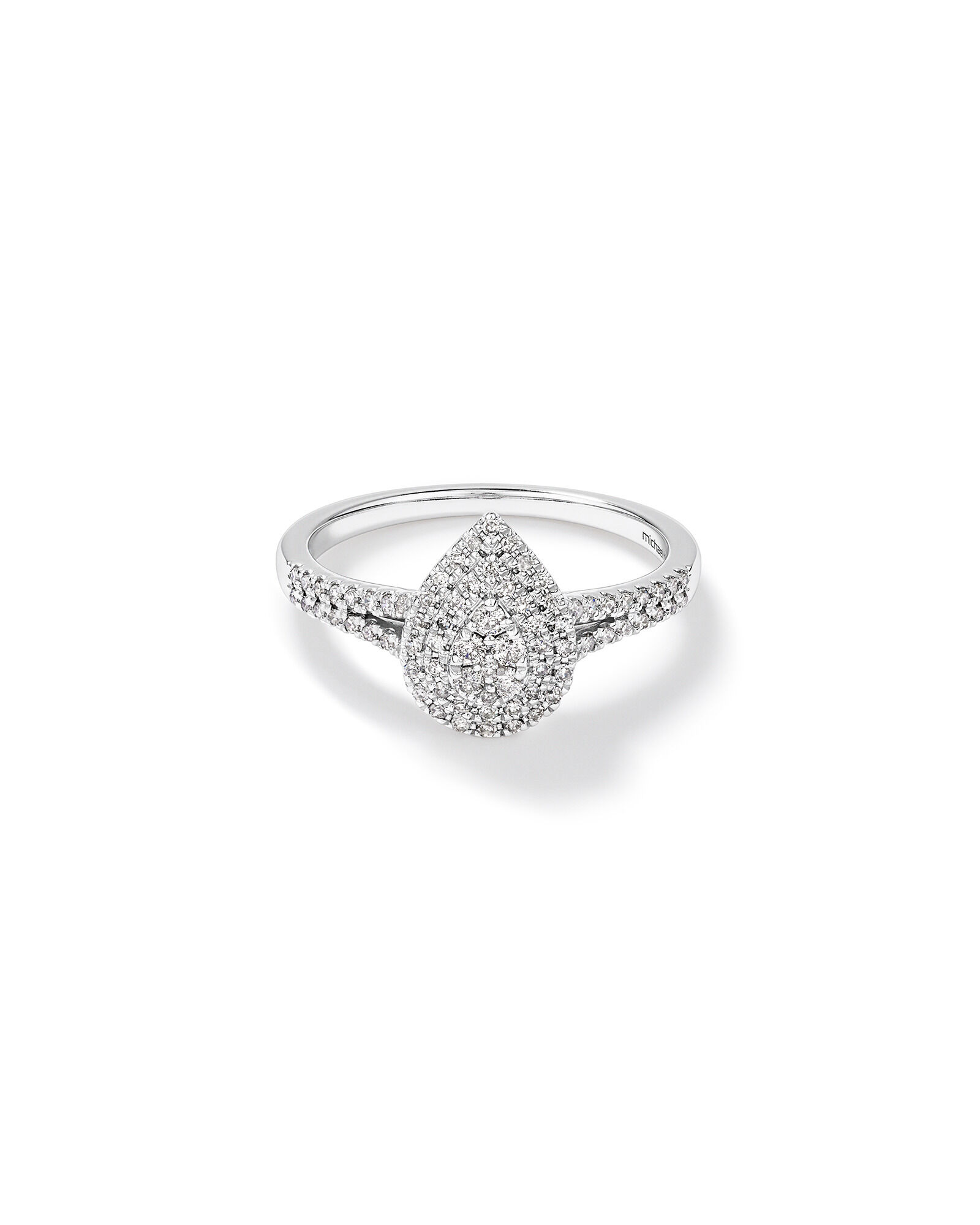 0.30 Carat TW Pear Shaped Cluster Halo Diamond Ring in 10kt White Gold