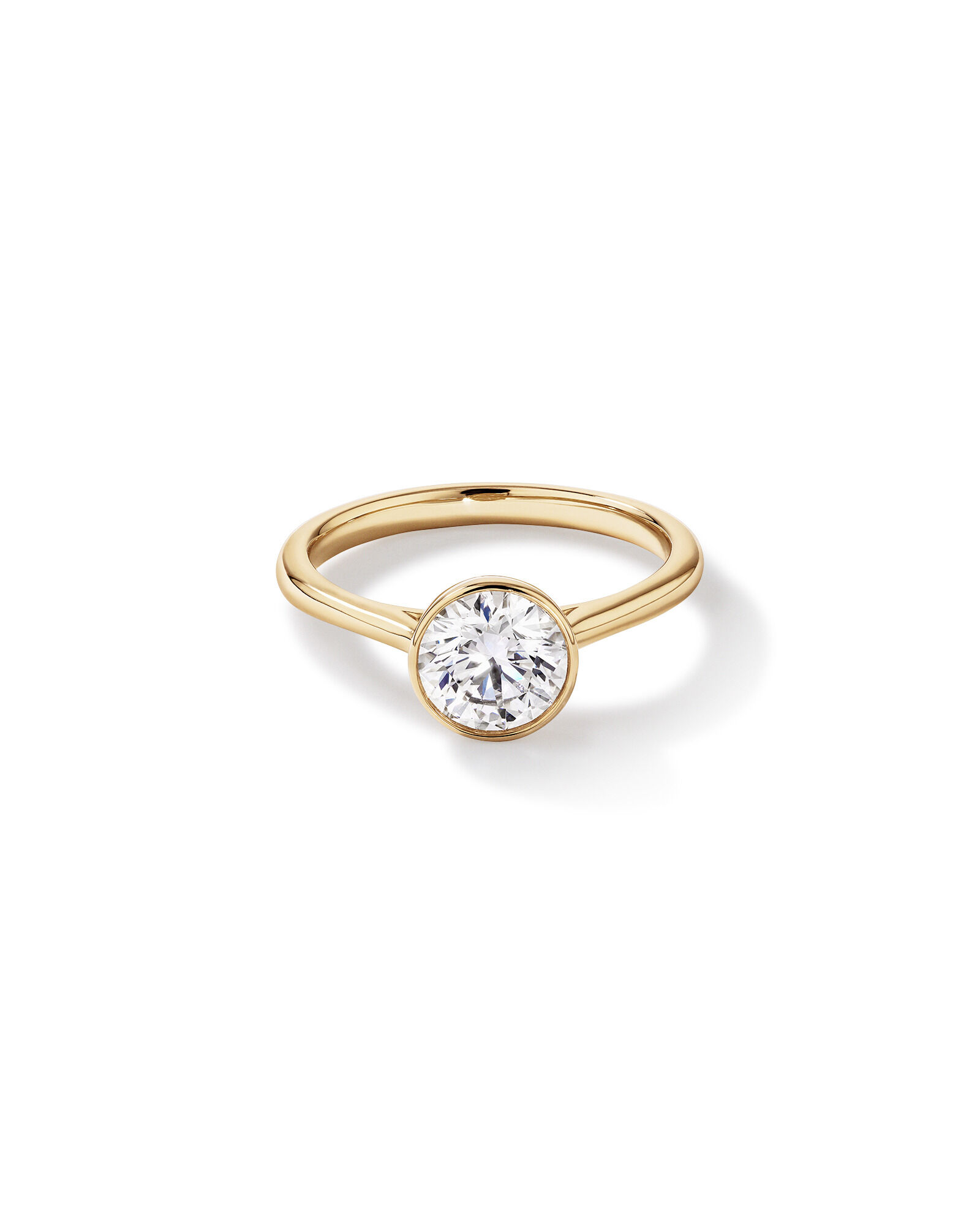 1.25 Carat TW Round Brilliant Laboratory-Grown Diamond Solitaire Bezel Set Engagement Ring in 14kt Yellow Gold