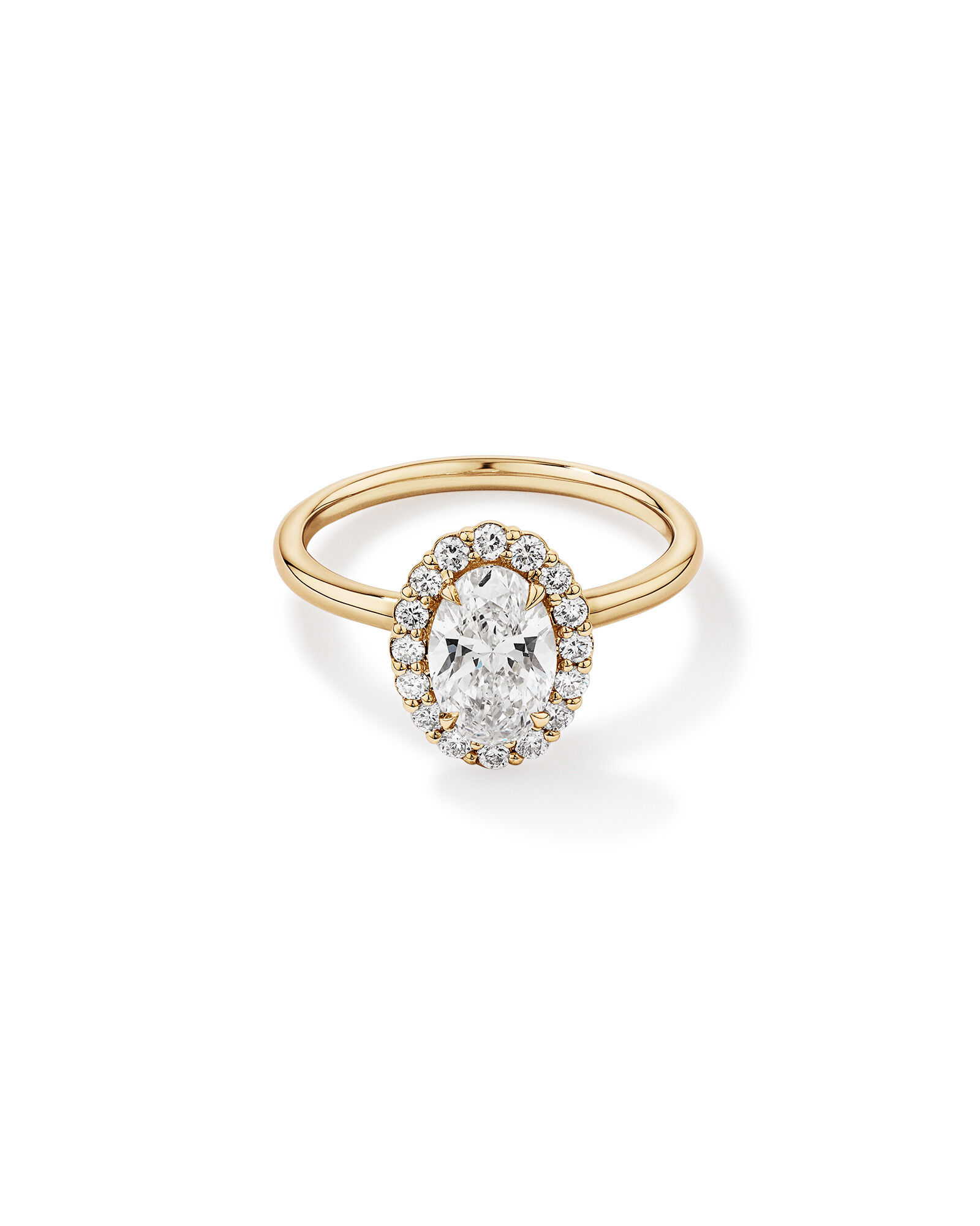 1.46 Carat TW Oval Cut Laboratory-Grown Diamond Halo Engagement Ring in 14kt Yellow Gold