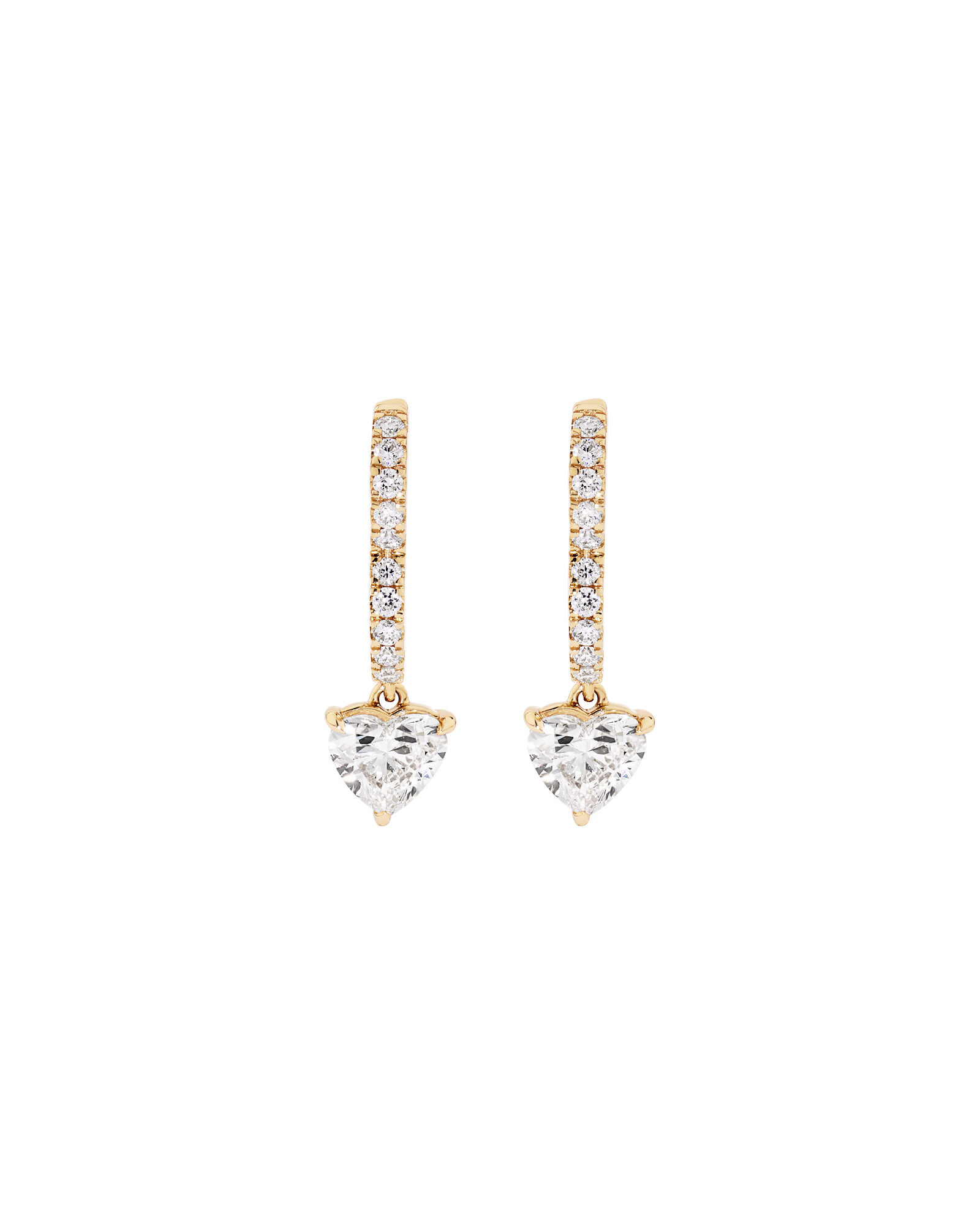 1.19 Carat Laboratory-Grown Diamond Heart Drop Earrings  in 10kt Yellow Gold