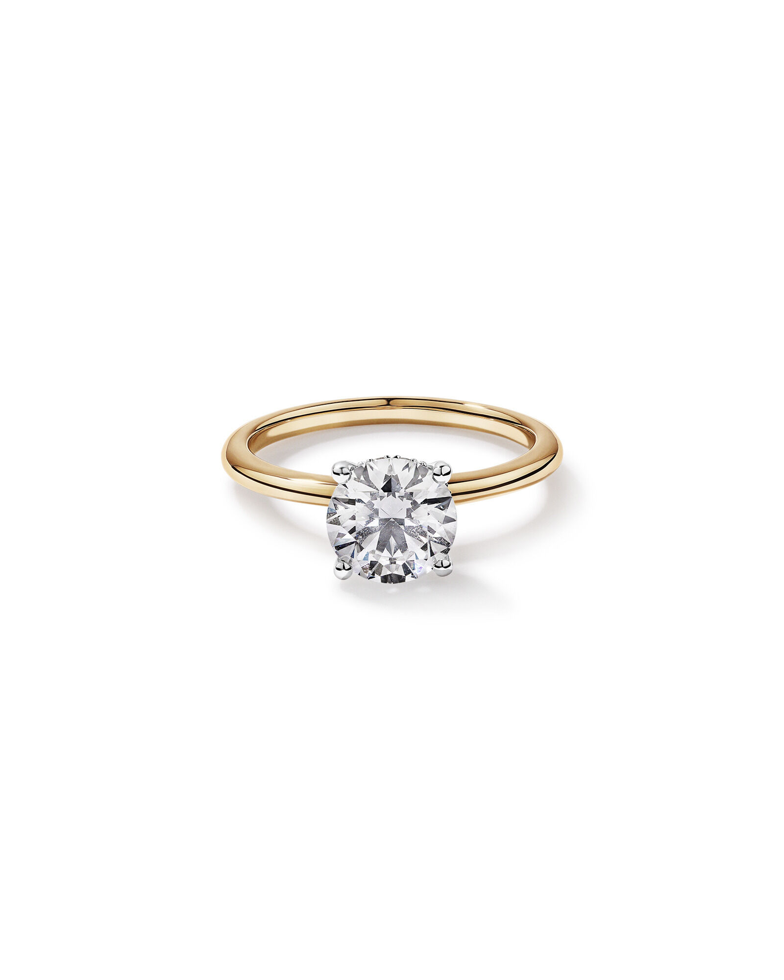 1.55 Carat TW Round Brilliant Lab-Grown Diamond Solitaire Hidden Halo Engagement Ring in 14kt Yellow and White Gold