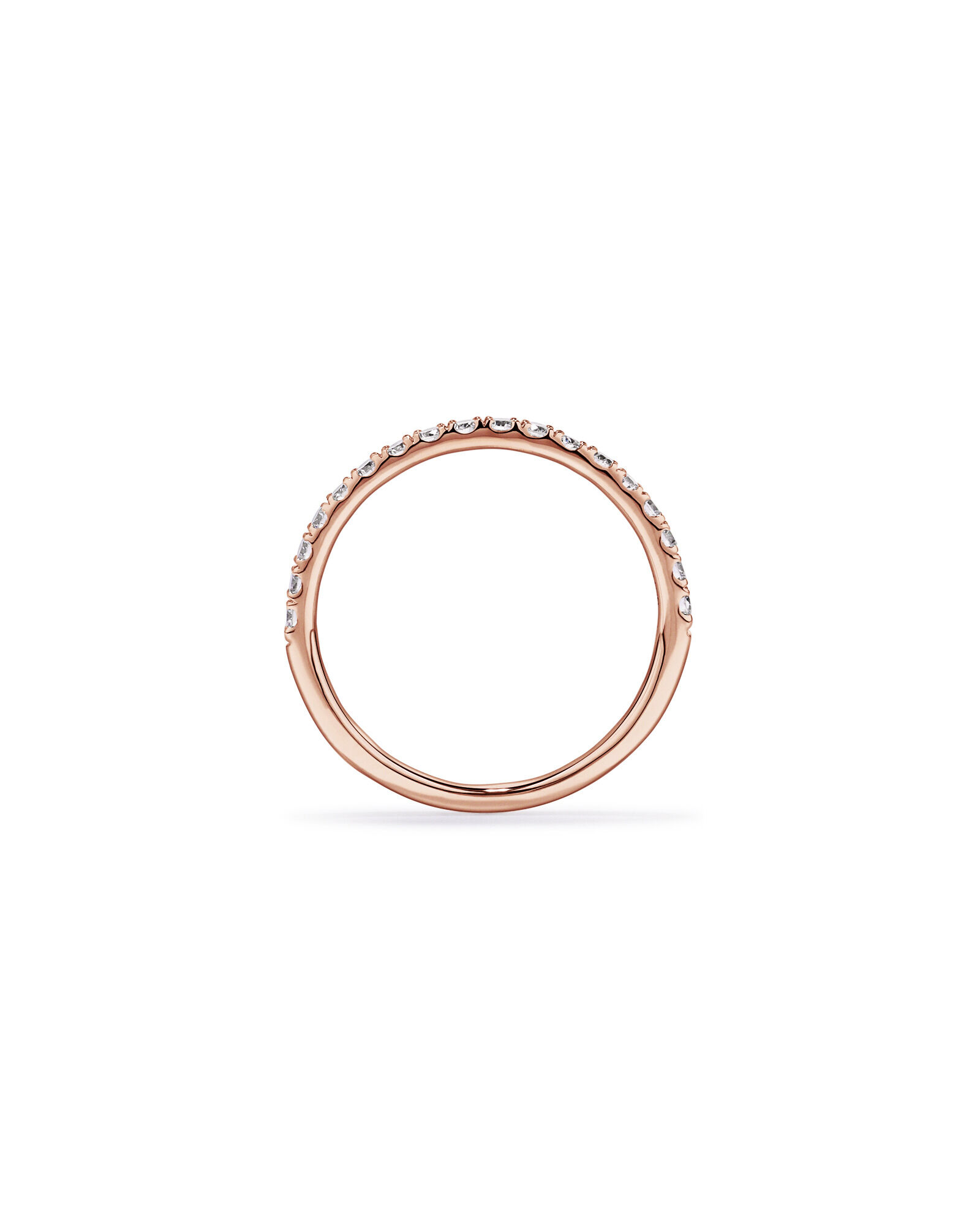 Alliance en or rose 14 carats sertie d'un diamant rond brillant de synth&egrave;se de 0,34 carat