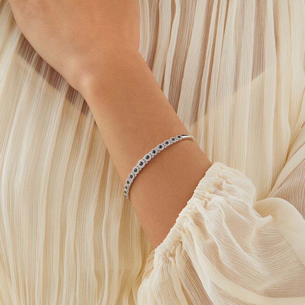 Bubble Bangle with Sapphire and 1.03 Carat TW Diamonds in 14kt White Gold