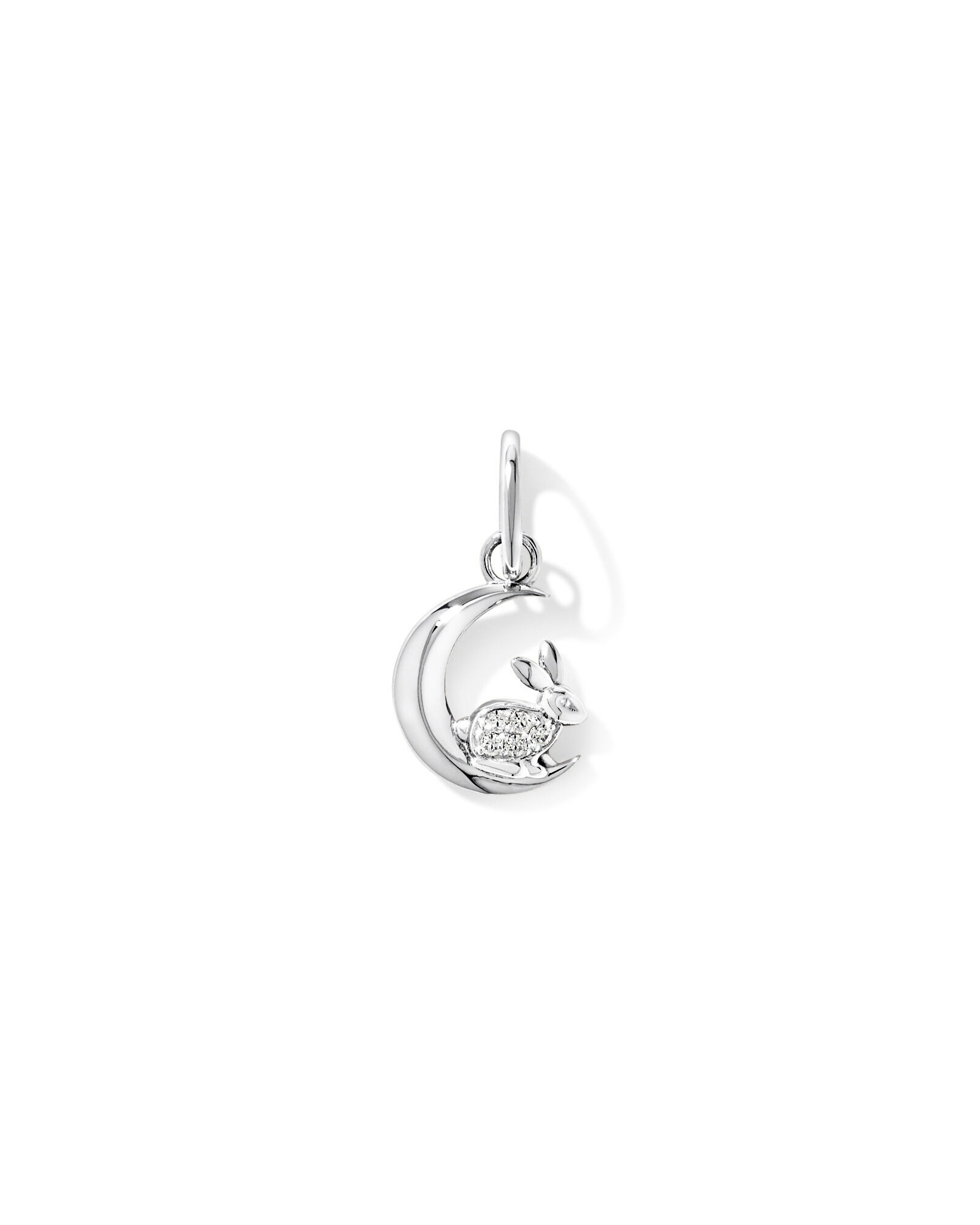 Pendentif en forme de lapin de lune avec zircone cubique en argent sterling