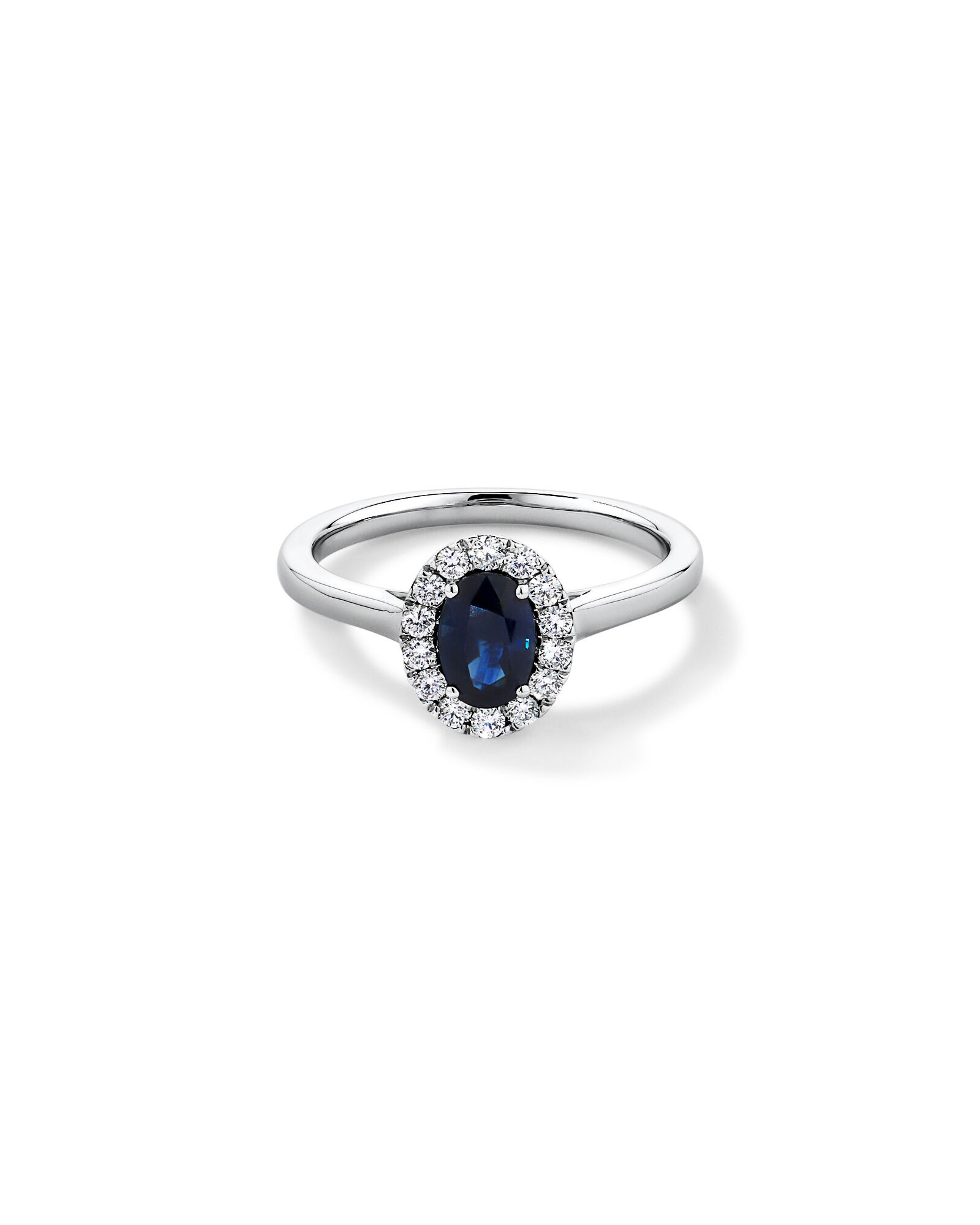 Bague ovale TW 0,25 carat en saphir et diamant en platine recycl&eacute;