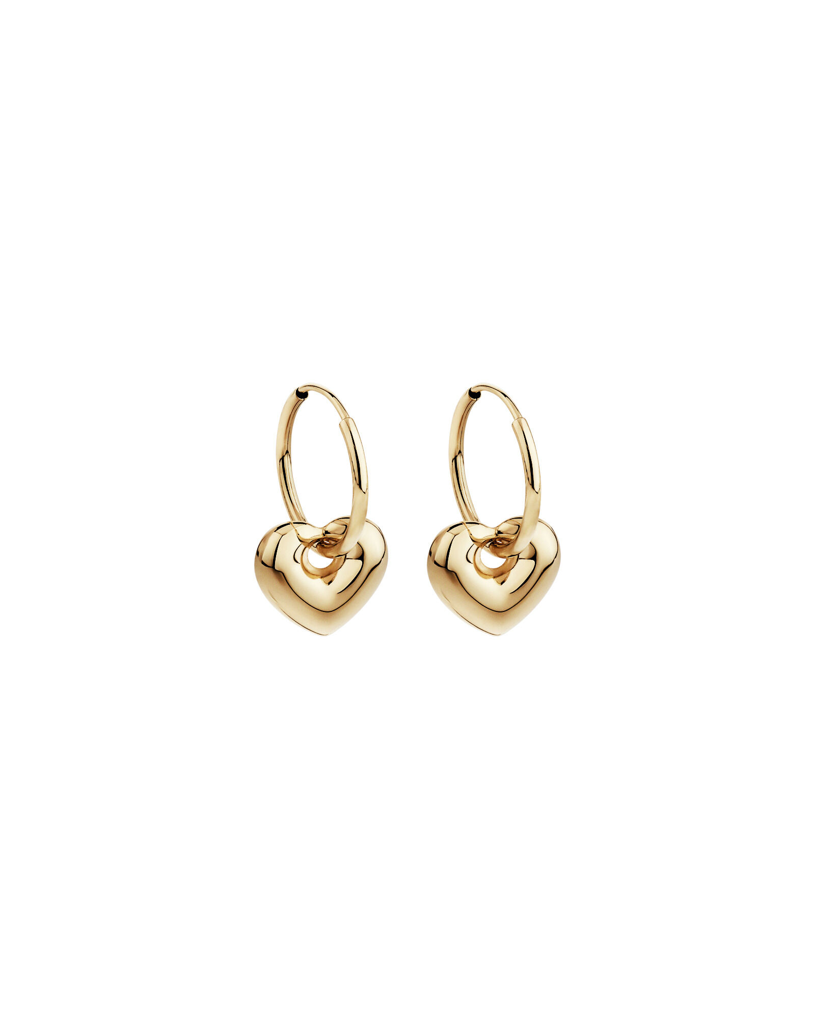 Heart Drop Hoop Earrings in 10kt Yellow Gold
