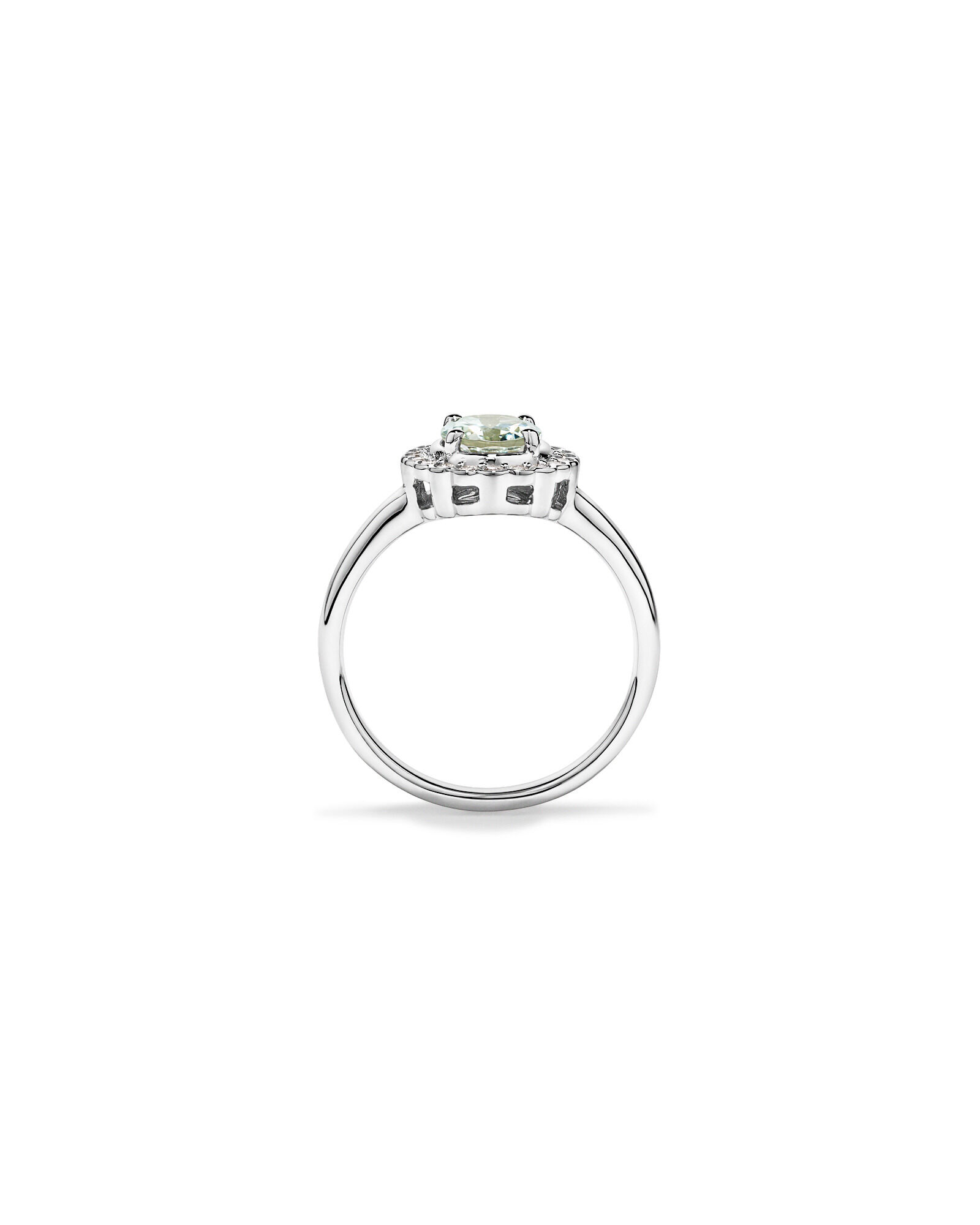 Am&eacute;thyste verte et 0,20TW de bague Halo en diamant en or blanc 10 carats
