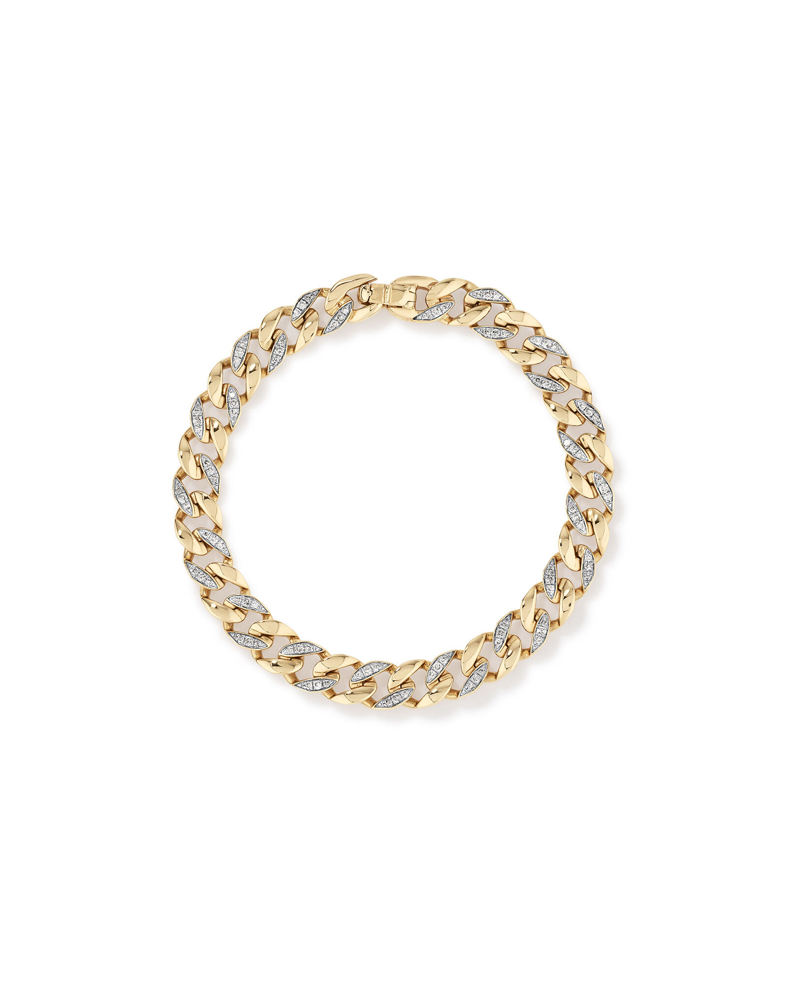 21cm Cuban Link Bracelet with 1.00 Carat TW of Diamonds in 10kt Yellow Gold