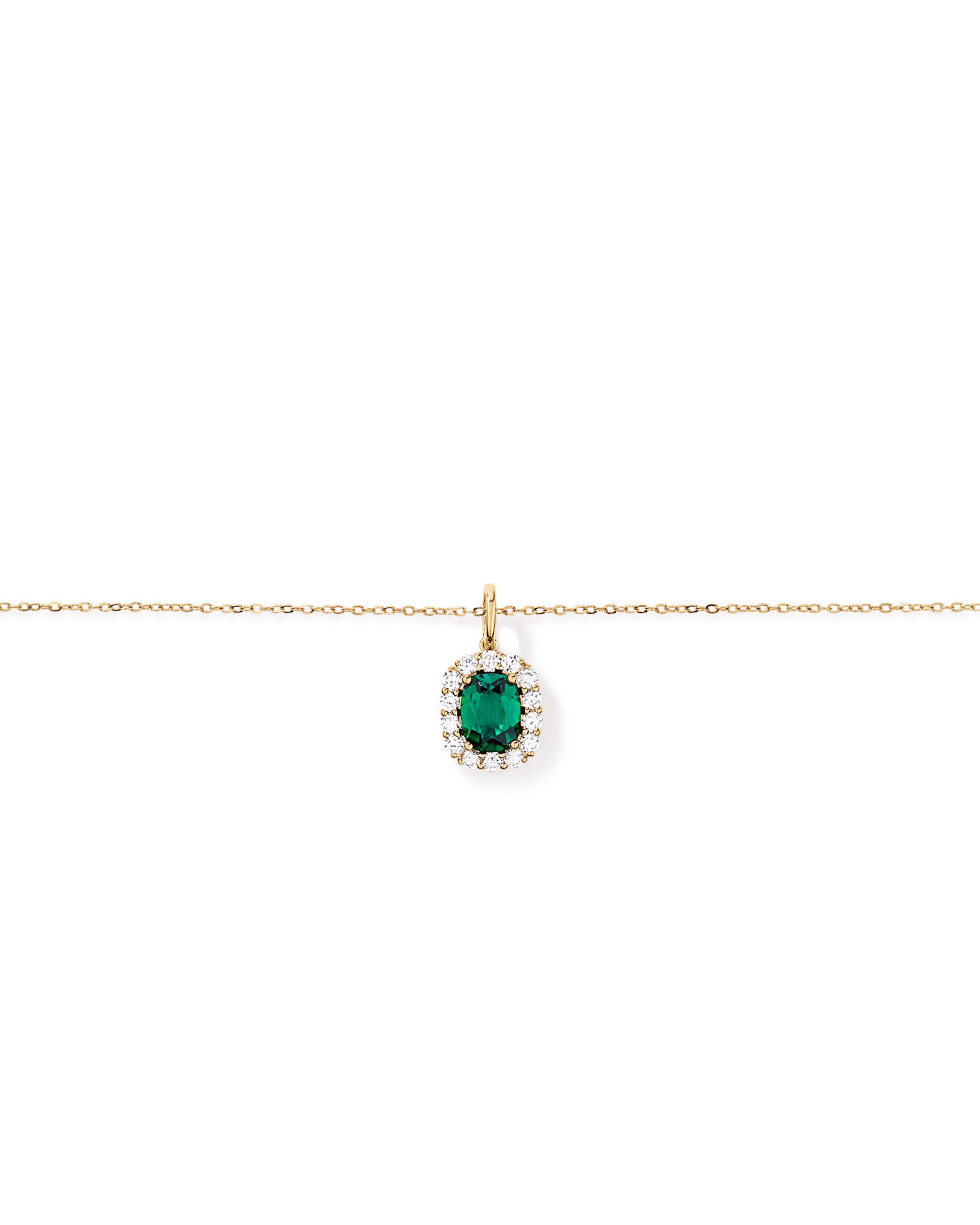 Created Emerald & .50 Carat TW Laboratory-Grown Diamond Halo Ring in 10kt Gold
