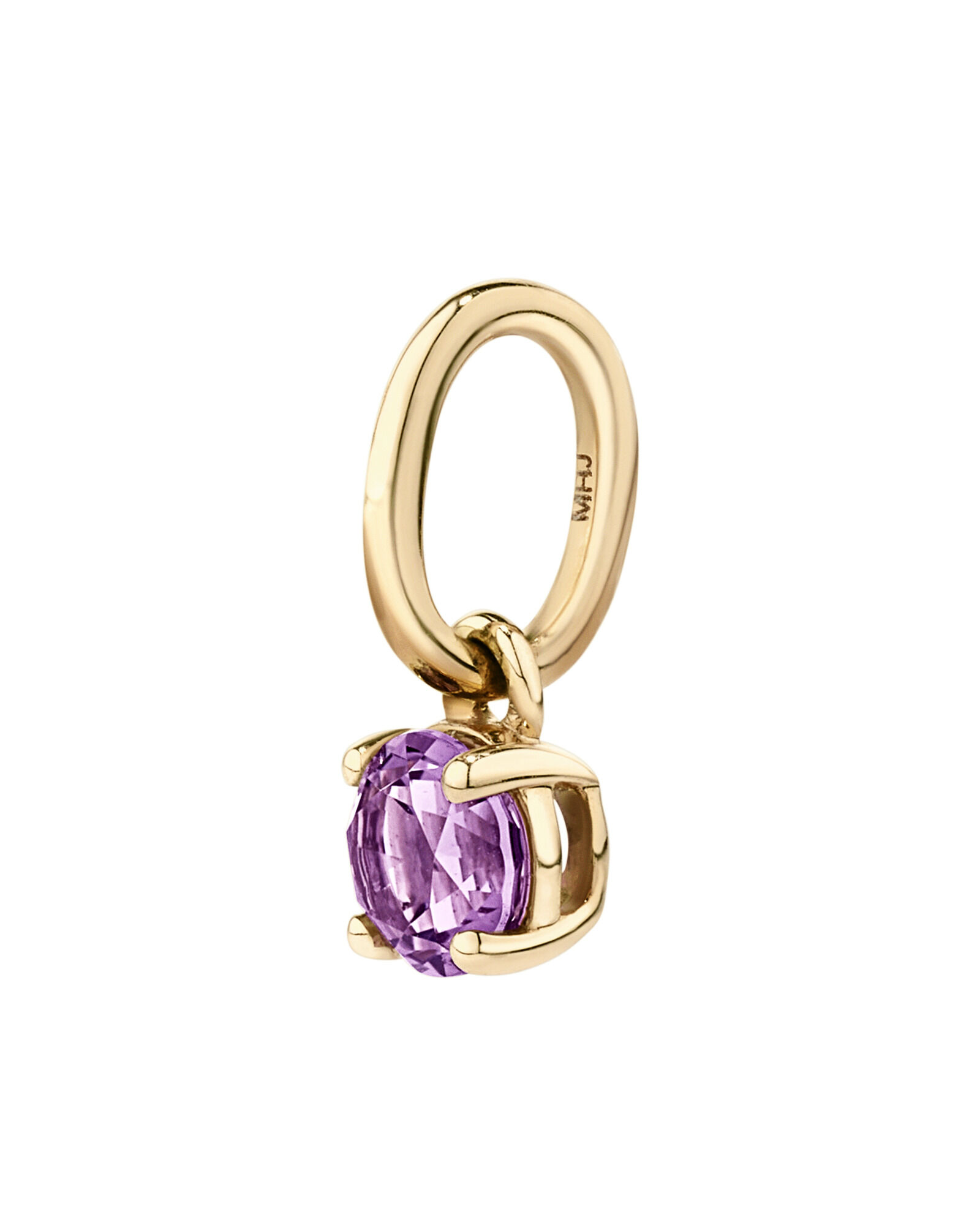 Round Purple Amethyst Birthstone Pendant in 10kt Yellow Gold