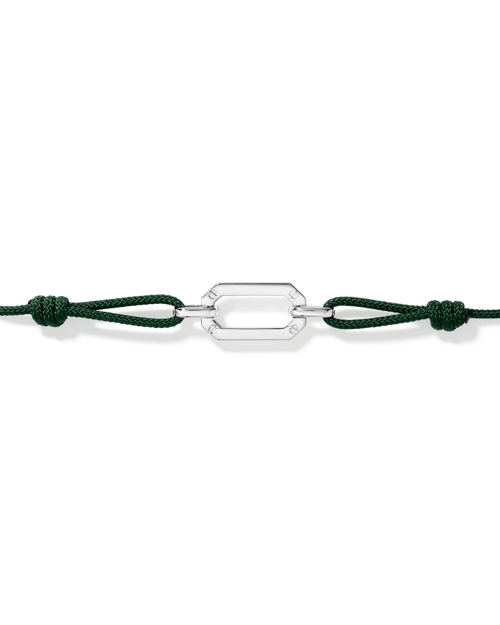 Green Cord Double Knotted Bracelet in Sterling Silver
