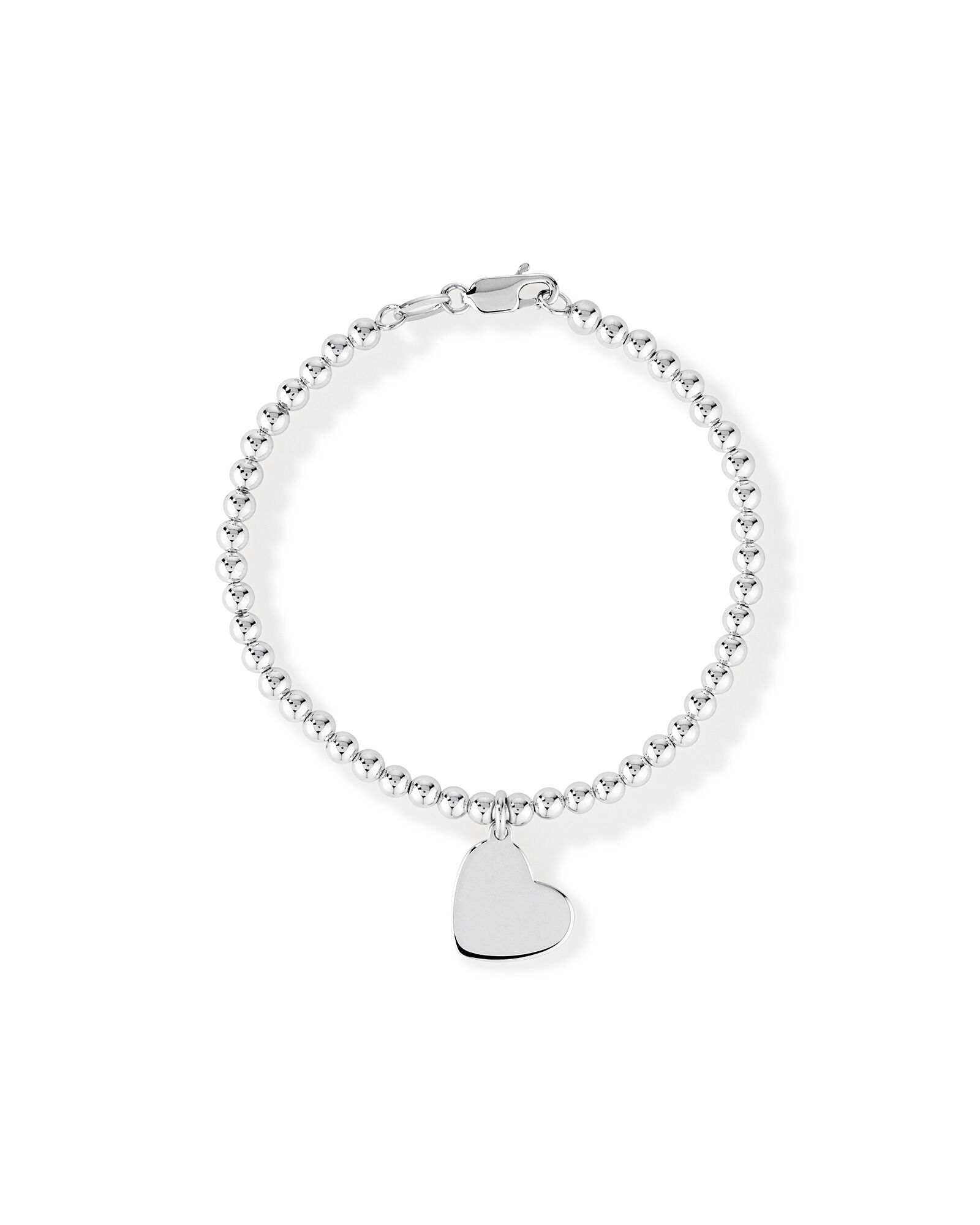 19cm (7.5") Heart Bead Bracelet in Sterling Silver