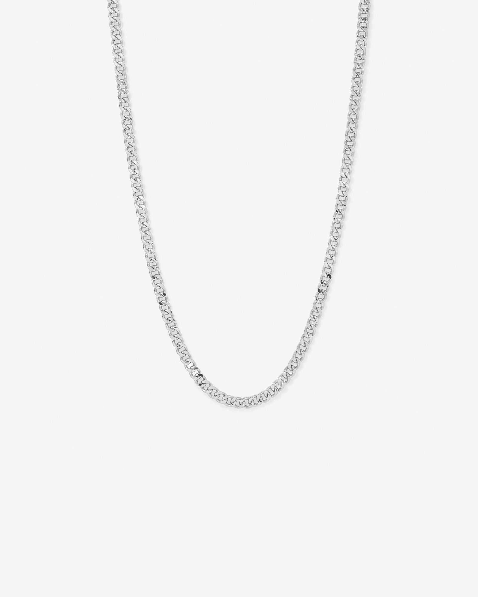 65cm (22") 6.8mm Width Semi Solid Diamond Cut Curb Chain in 10kt White Gold