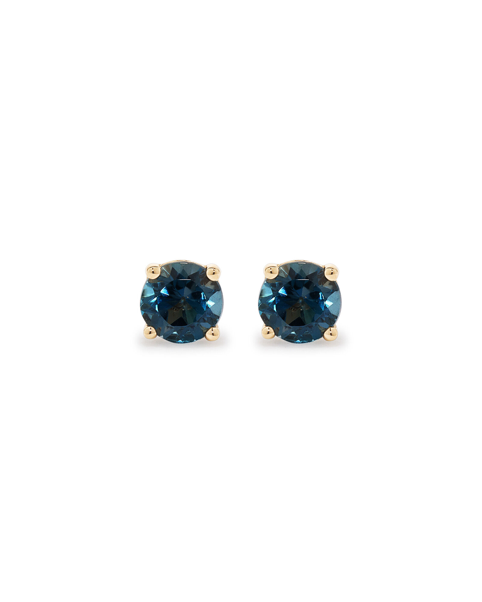 Stud Earrings with London Blue Topaz in 10kt Yellow Gold
