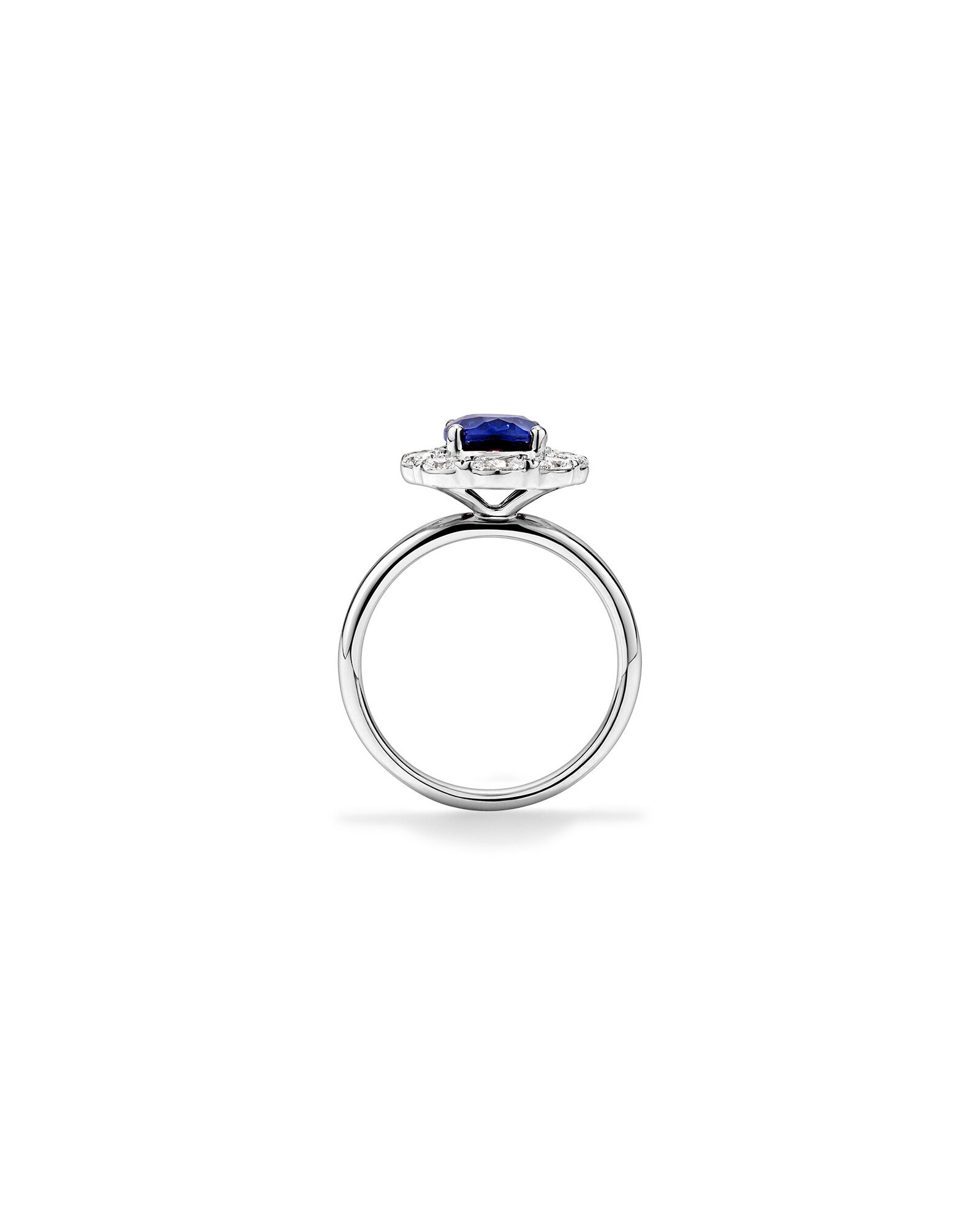 Cr&eacute;ation de la bague en diamant TW Sapphire & 0,97 carat cultiv&eacute;e en laboratoire en or blanc 10 carats