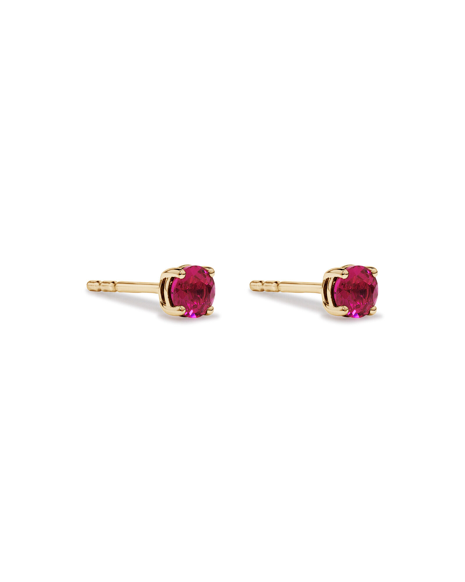 Stud Earrings with Red Created Ruby in 10kt Yellow Gold