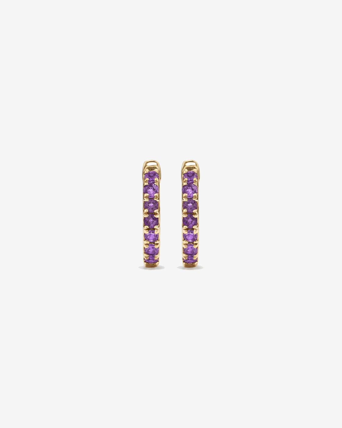 Boucles d'oreilles anneaux Am&eacute;thyste en or jaune 10 ct