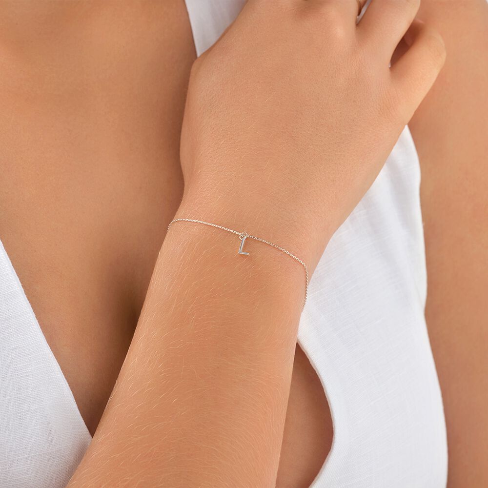 19cm (7.5") L Initial Bracelet in Sterling Silver