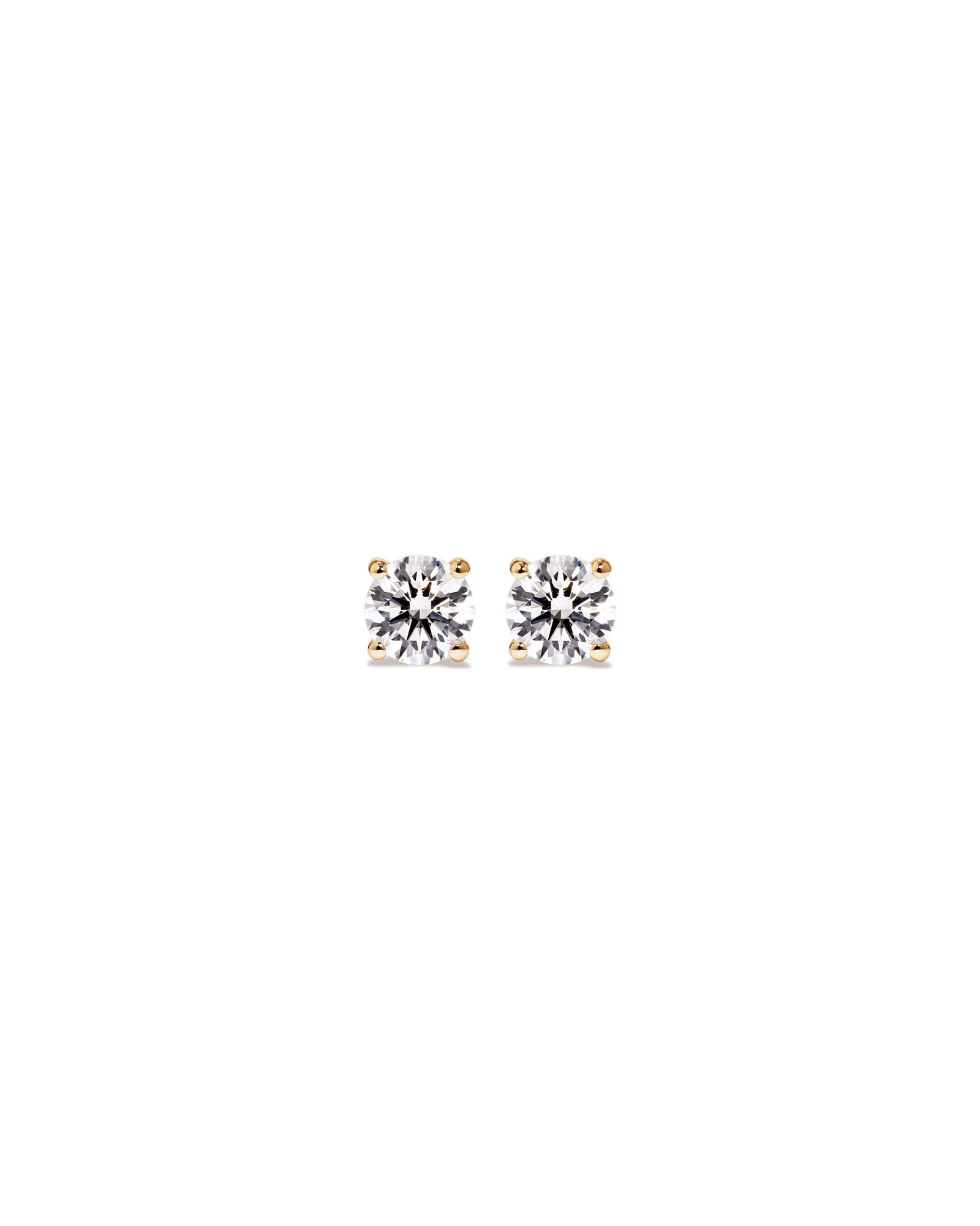 0.50 Carat TW Laboratory-Grown Diamond Solitaire Stud Earrings in 14kt Yellow Gold