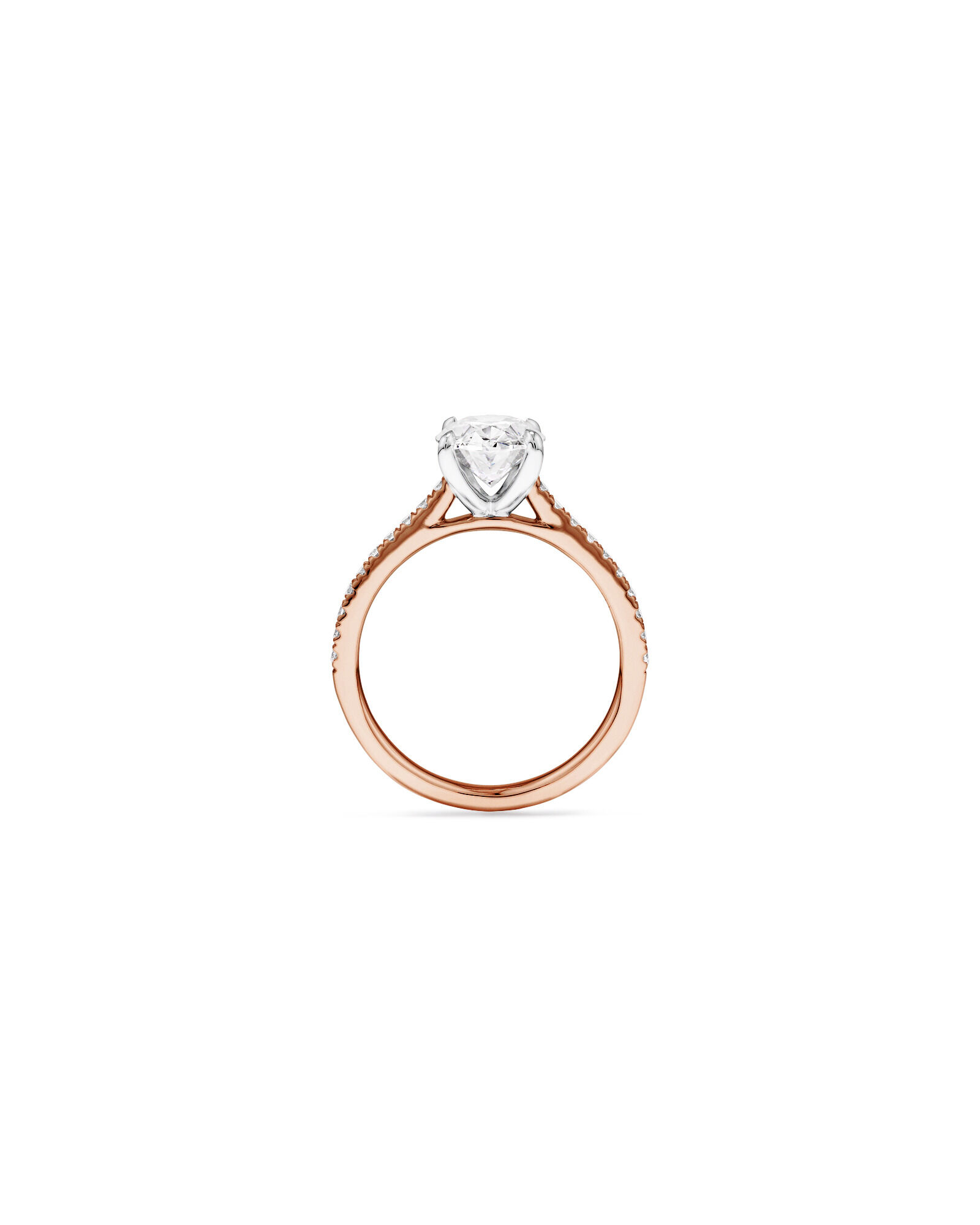 2.20 Carat TW Oval Cut Laboratory-Grown Diamond Engagement Ring in 14kt Rose & White Gold