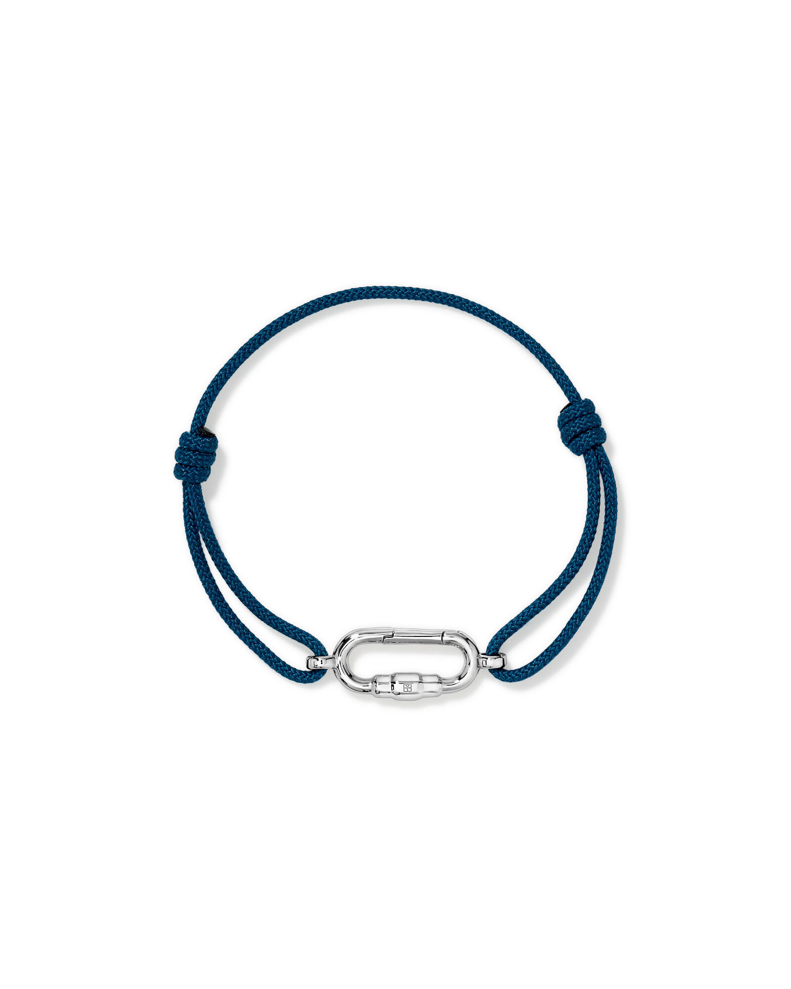 Blue Double Knotted Cord Bracelet in Sterling Silver
