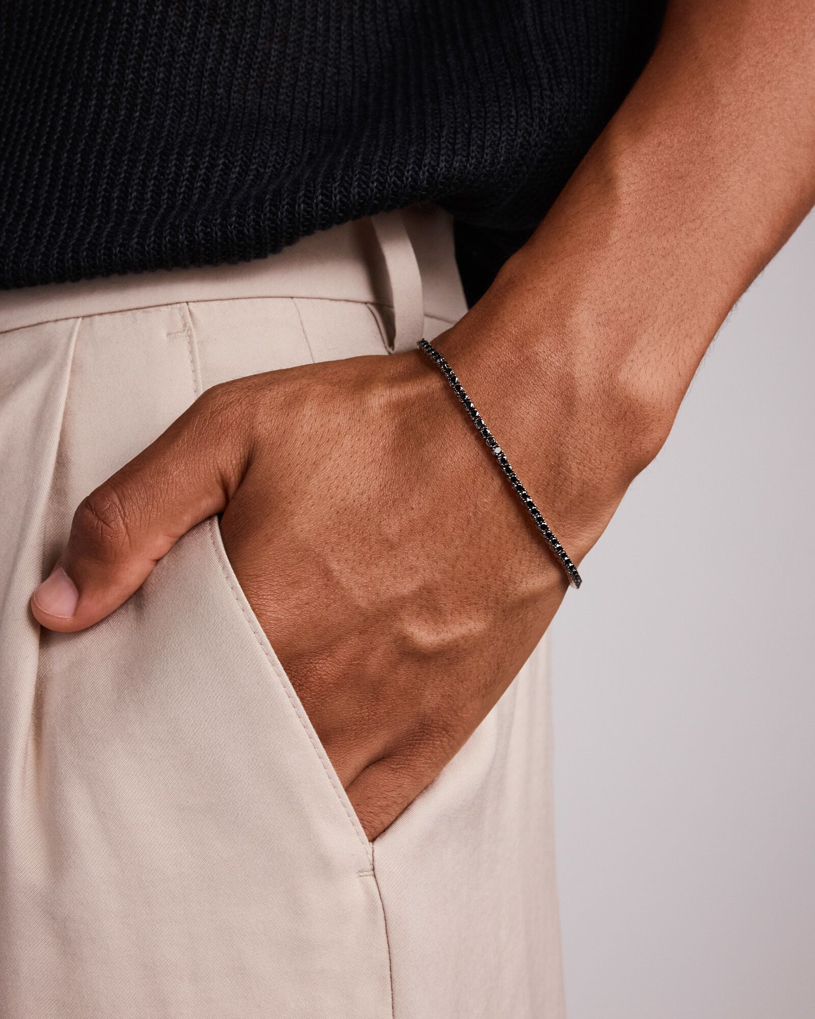 4.45 Carat TW Black Diamond Tennis Men's Bracelet in Sterling Silver