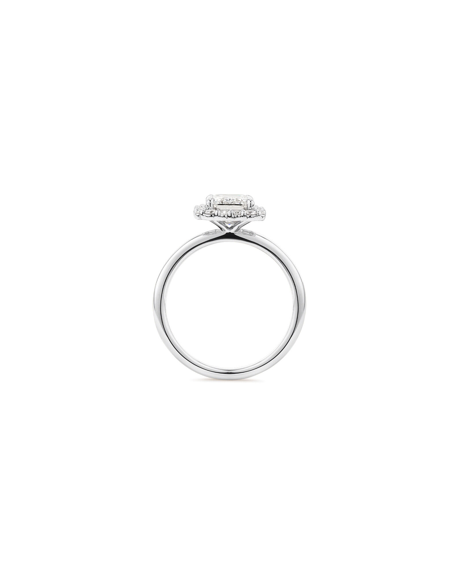 2.34 Carat TW Emerald Cut Laboratory-Grown Diamond Halo Engagement Ring in 14kt White Gold