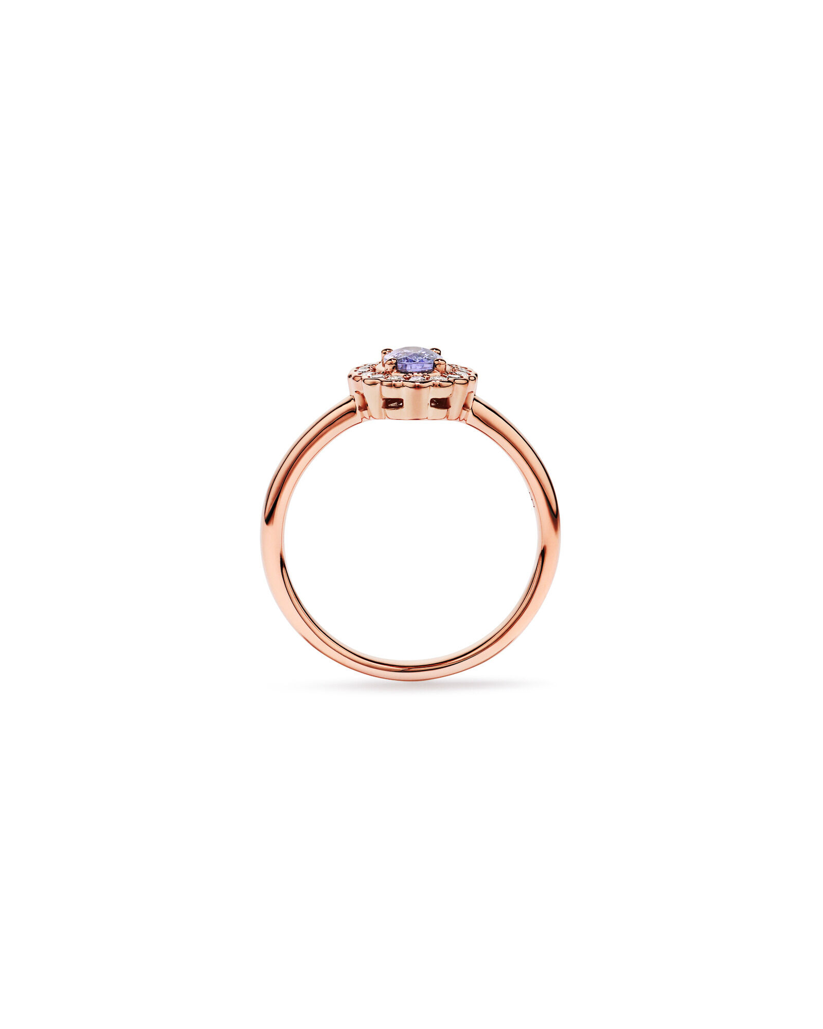 Tanzanite & 0,15TW de bague halo en diamant en or rose 10 carats