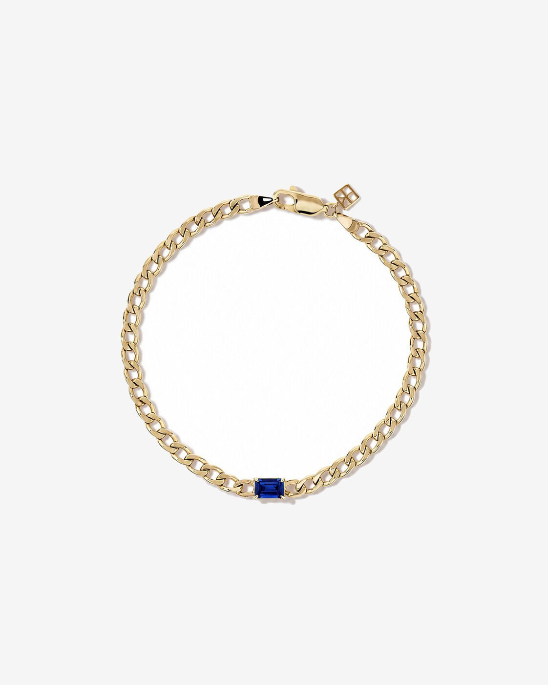 Bracelet gourmette Saphir cr&eacute;&eacute; en or jaune 10 ct