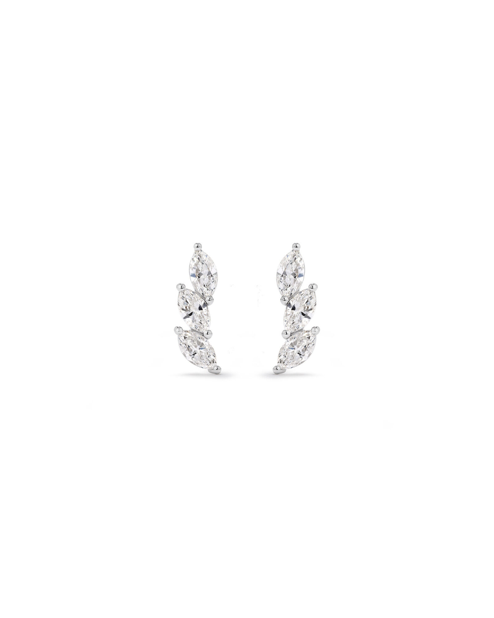 0.96 Carat TW Floret Laboratory-Grown Diamond Climber Earrings in 10kt White Gold