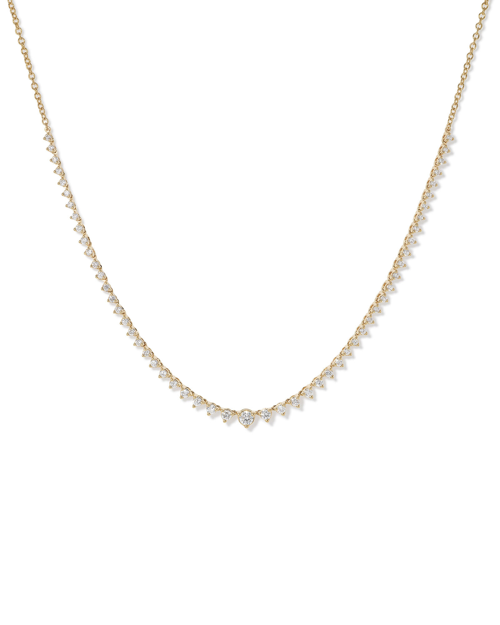 1.00 Carat TW Laboratory-Grown Graduated Diamond Tennis Necklace in 10kt Yellow Gold