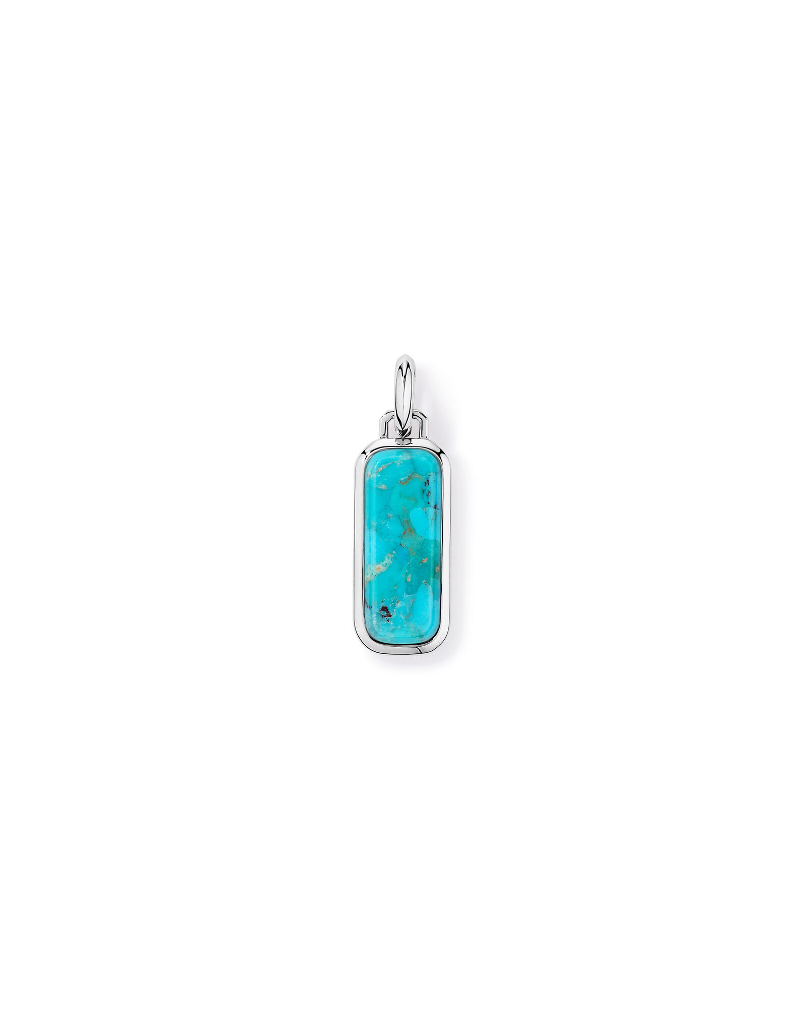 Pendentif oblong turquoise en argent sterling
