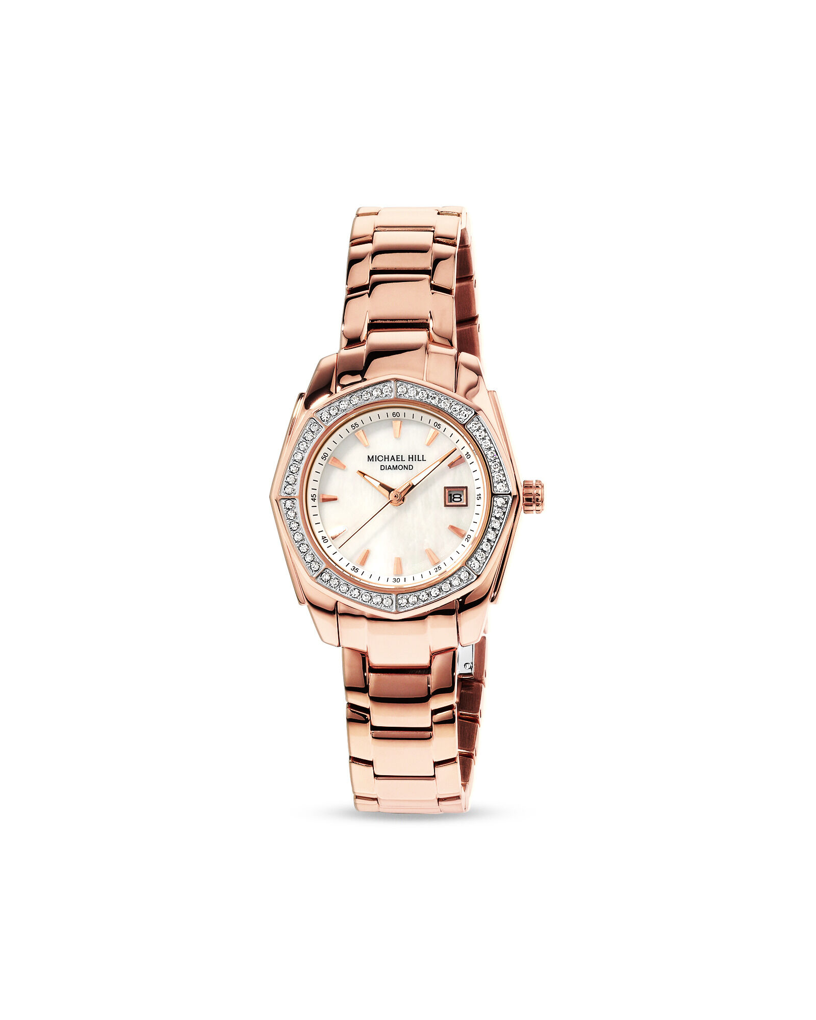 Women's Mother of Pearl Watch with 0.28 Carat TW of Diamonds in Rose Tone Stainless Steel