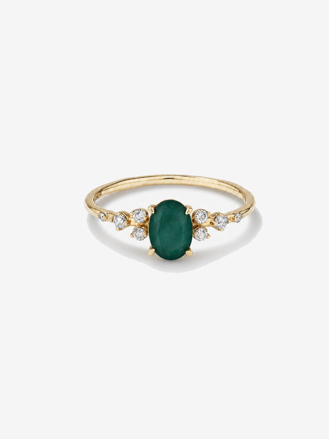 Bague &Eacute;meraude avec diamants 0,12 ct PT en or jaune 10 ct