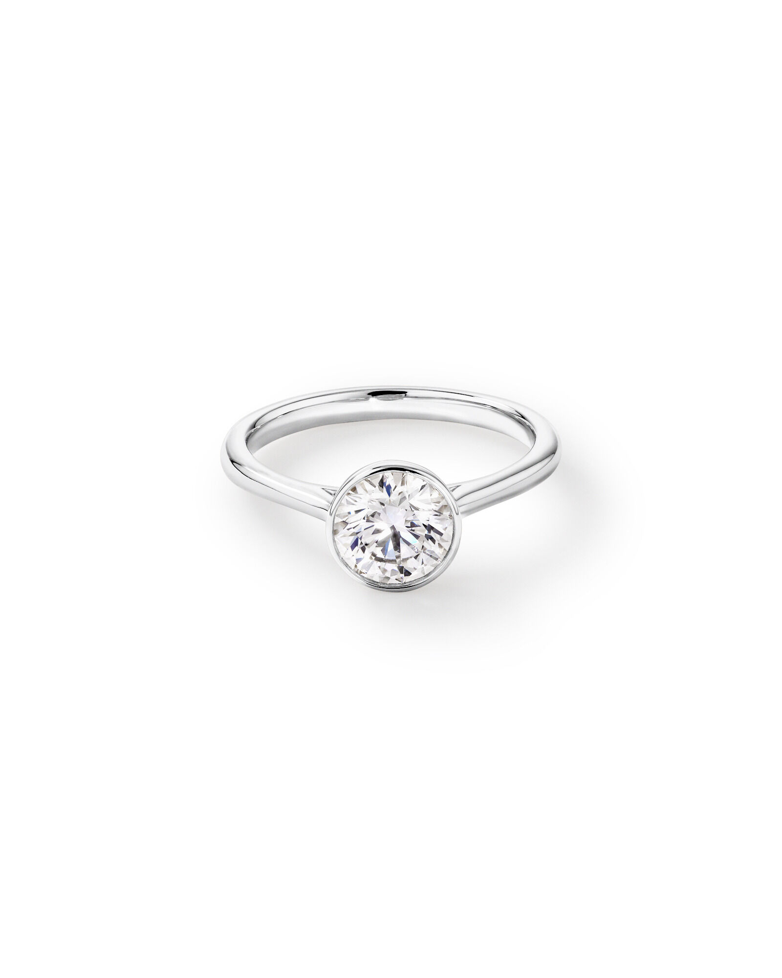 1.25 Carat TW Round Brilliant Laboratory-Grown Diamond Solitaire Bezel Set Engagement Ring in 14kt White Gold