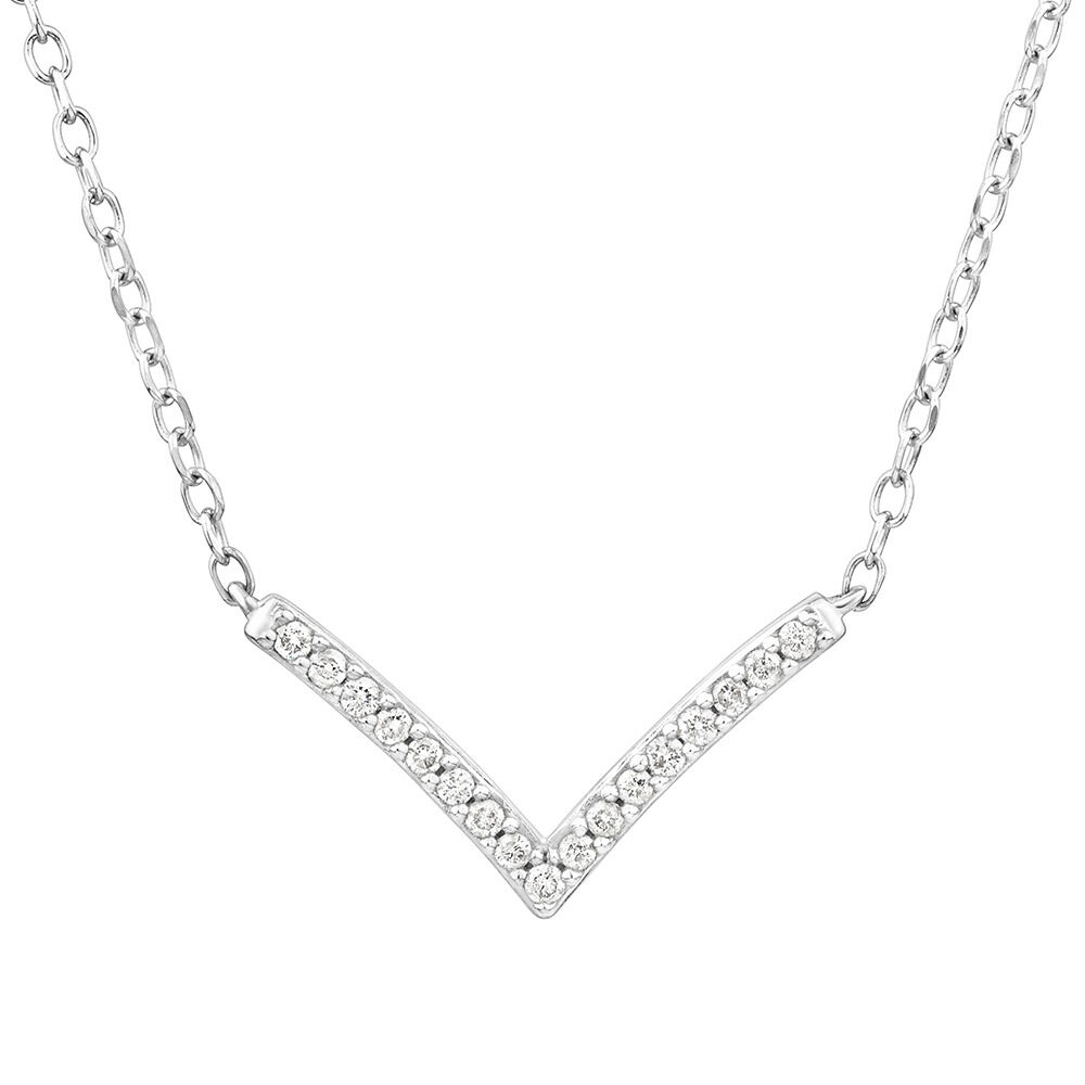 Chevron Necklace with 0.05 Carat TW Diamonds in Sterling Silver