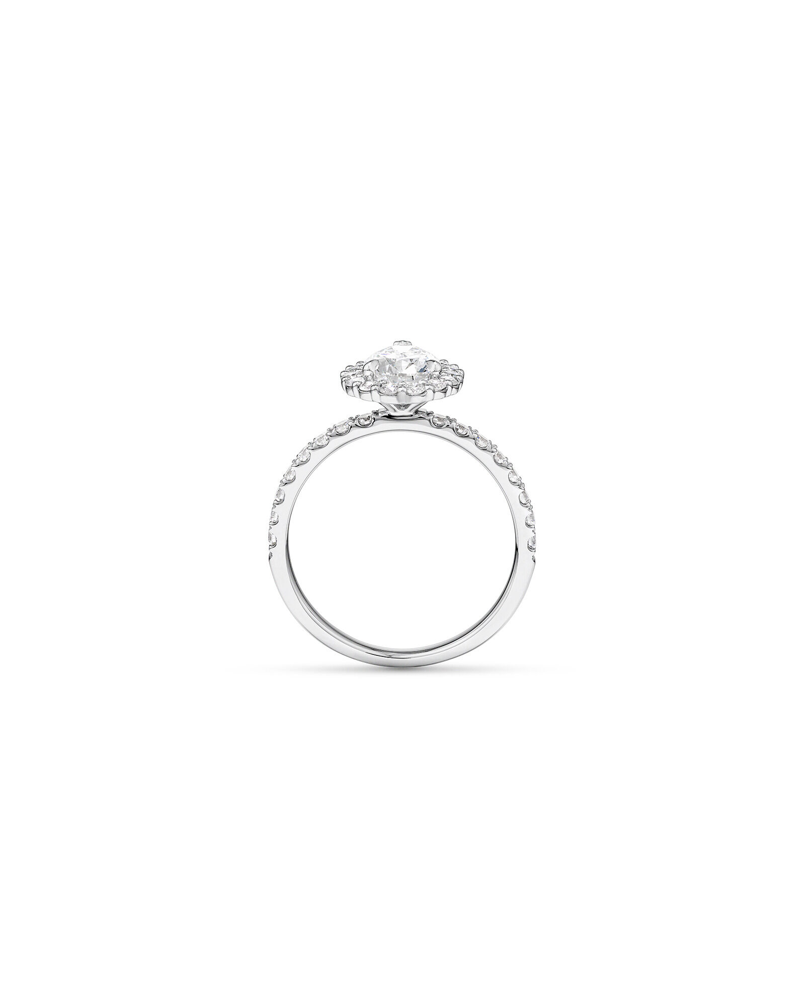 1.82 Carat TW Pear Cut Laboratory-Grown Diamond Halo Engagement Ring in 14kt White Gold