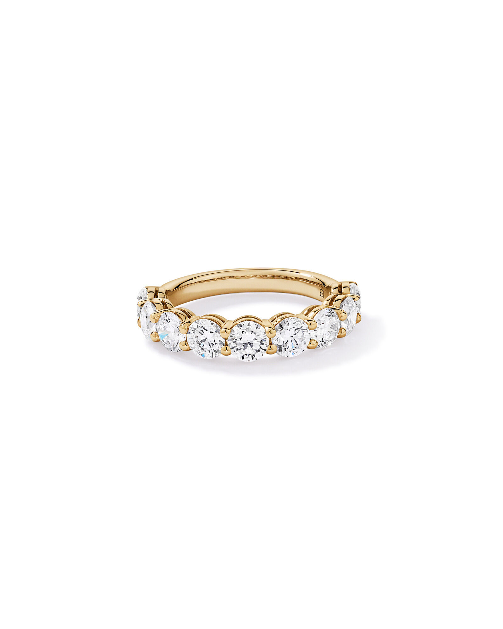 Alliance en or jaune 14 carats sertie d'un diamant rond brillant de 2,74 carats, cultiv&eacute; en laboratoire