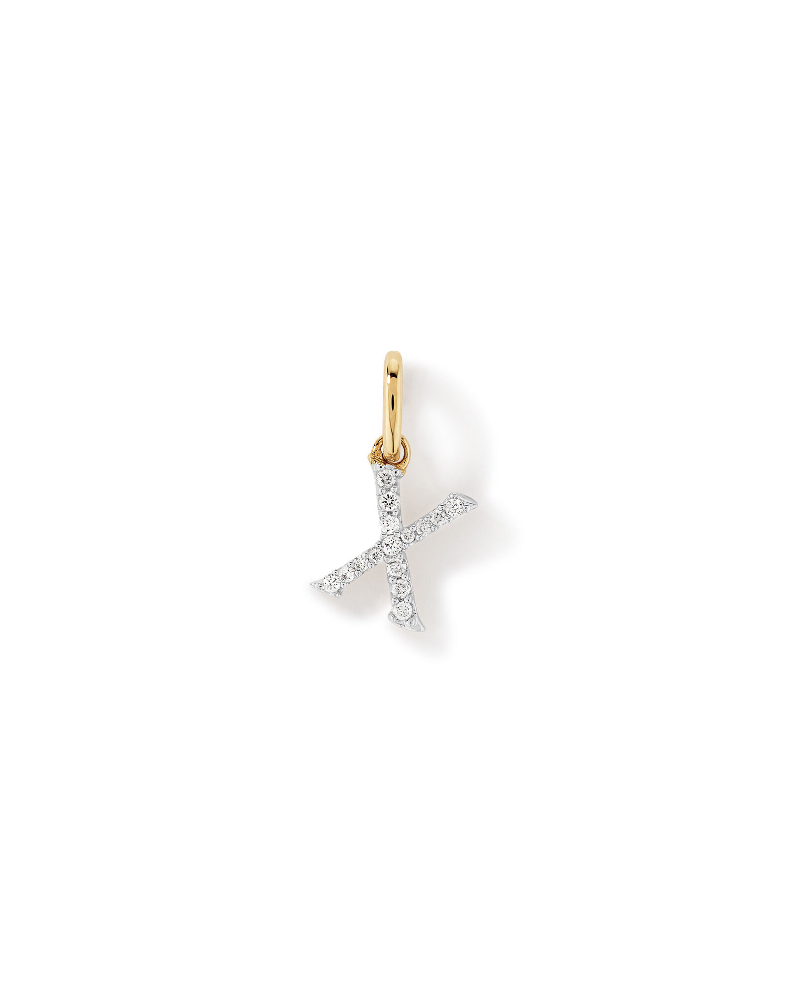 Diamond Letter X Initial Pendant in 10kt Yellow Gold