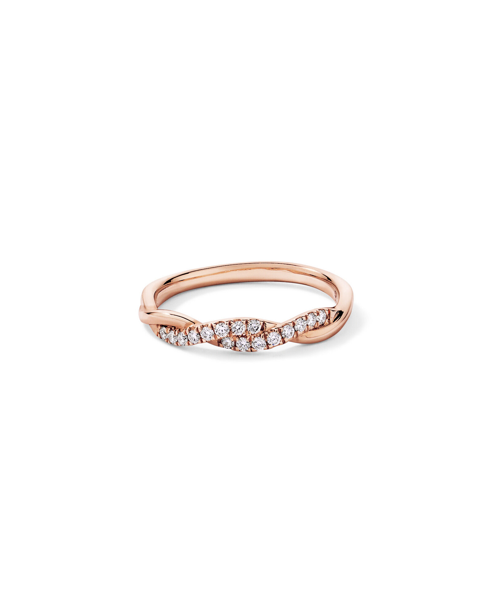 0.16TW Round Brilliant Laboratory-Grown Diamond Twist Wedding Ring in 14kt Rose Gold