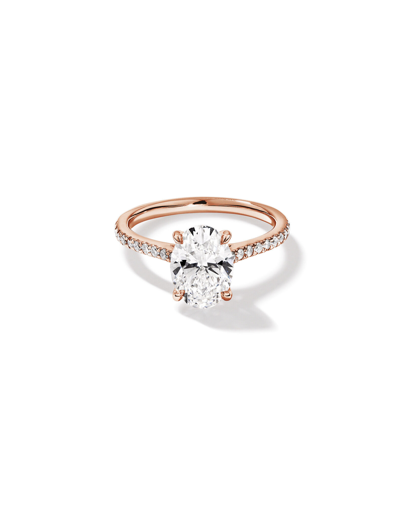 2.20 Carat TW Oval Cut Laboratory-Grown Diamond Engagement Ring in 14kt Rose Gold