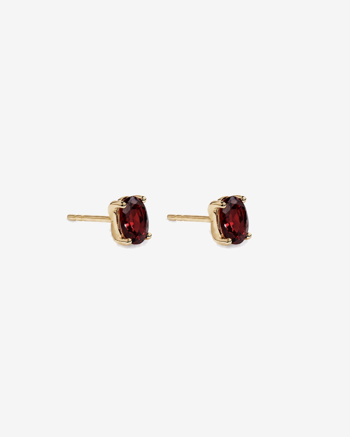 Boucles d'oreilles puces ovales Grenat en or jaune 10 ct