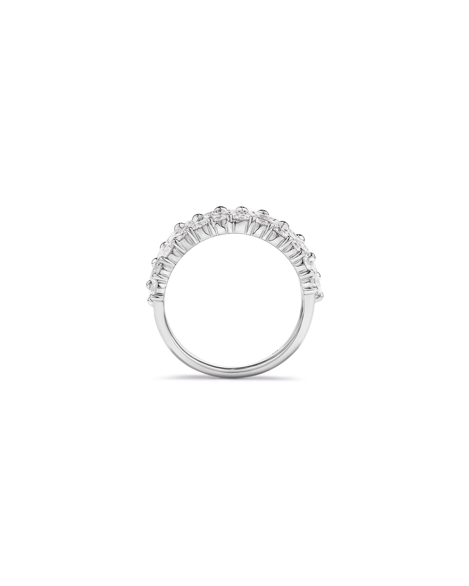 2.46 Carat TW Laboratory-Grown Marquise and Round Brilliant Diamond Ring in 10kt White Gold