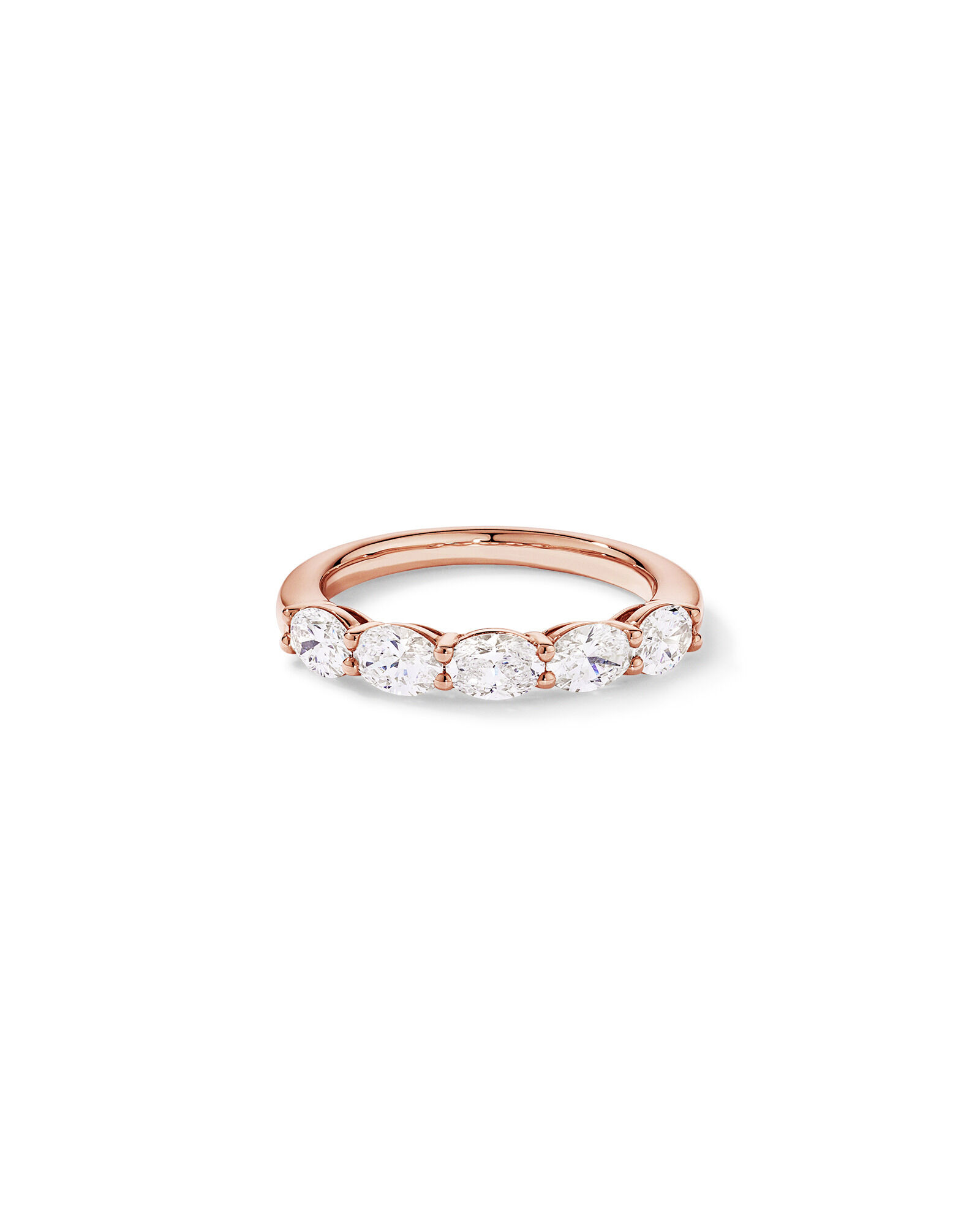 1.25 Carat TW East-West Oval Laboratory-Grown Diamond Wedding Ring in 14kt Rose Gold